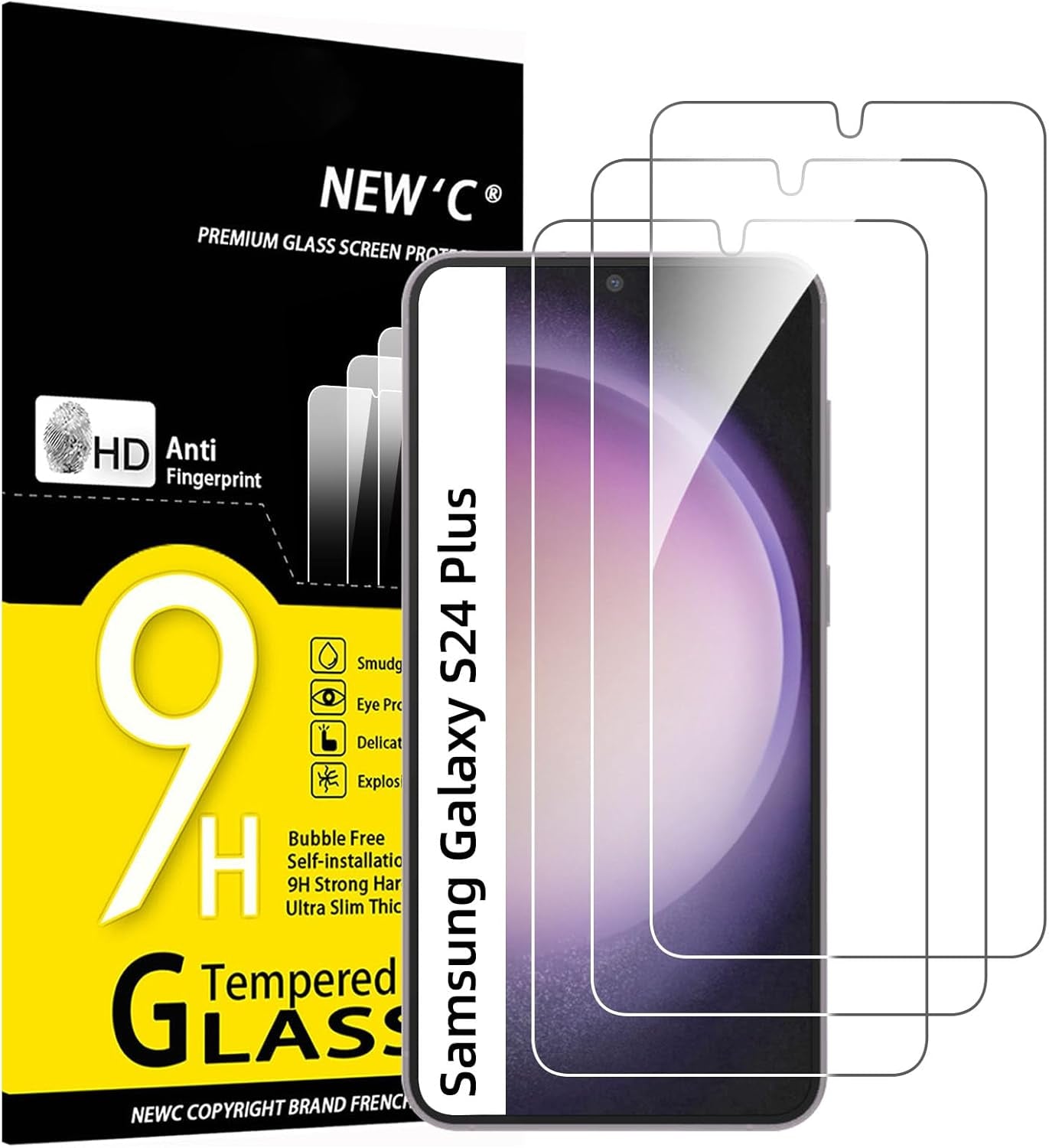 NEW'C 3 Pack Designed for Samsung Galaxy S25 Ultra Screen Protector Tempered Glass, Bubble Free, Ultra Resistant