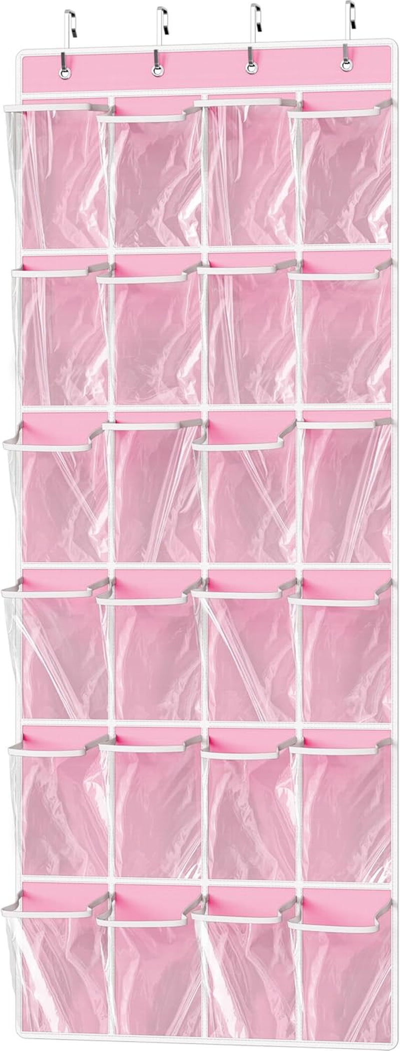 Simple Houseware 24 Pockets - Crystal Clear over the Door Hanging Shoe Organizer, Turquoise (64'' X 19'')