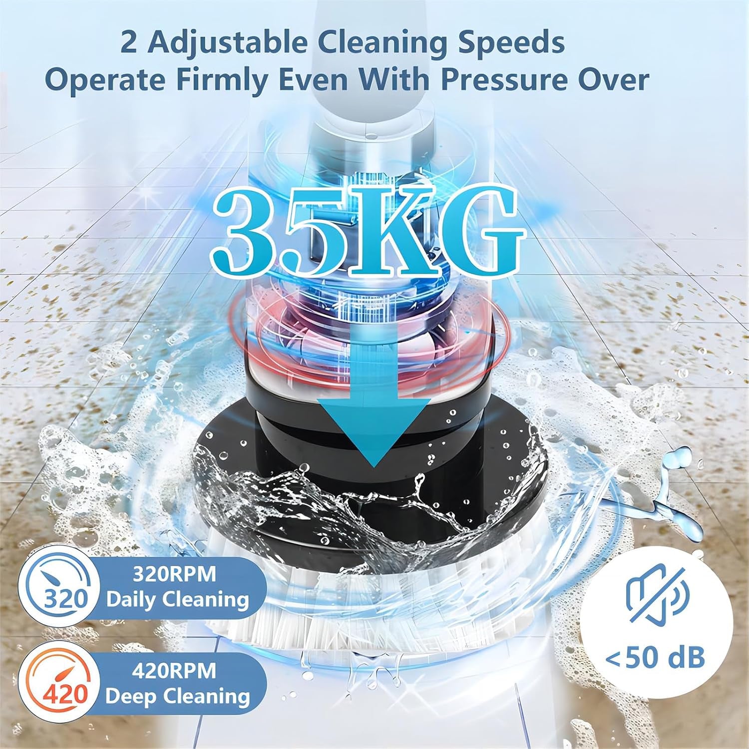 Cordless Electric Spin Scrubber with IPX7 Waterproof Design, 9 Interchangeable Brush Heads, and Adjustable Extension Handle for Comprehensive Bathroom Cleaning