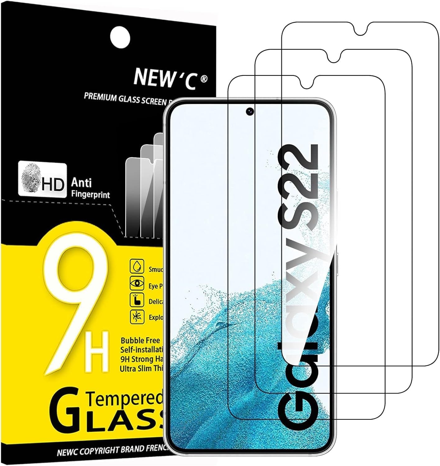 NEW'C 3 Pack Designed for Samsung Galaxy S25 Ultra Screen Protector Tempered Glass, Bubble Free, Ultra Resistant
