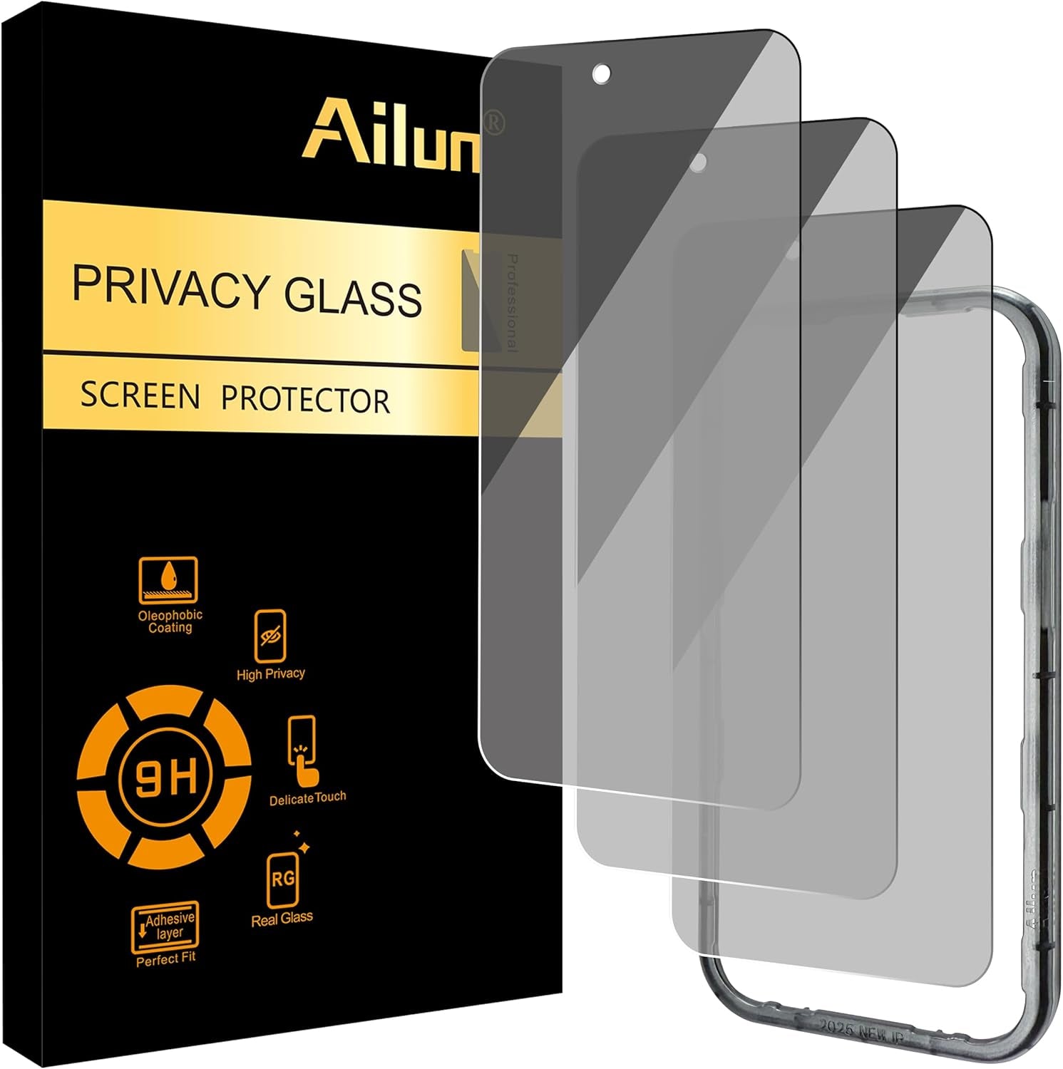 Ailun 3-Pack Privacy Screen Protector for iPhone 16/15/15 Pro - Ultimate Anti-Scratch Tempered Glass for Enhanced Privacy