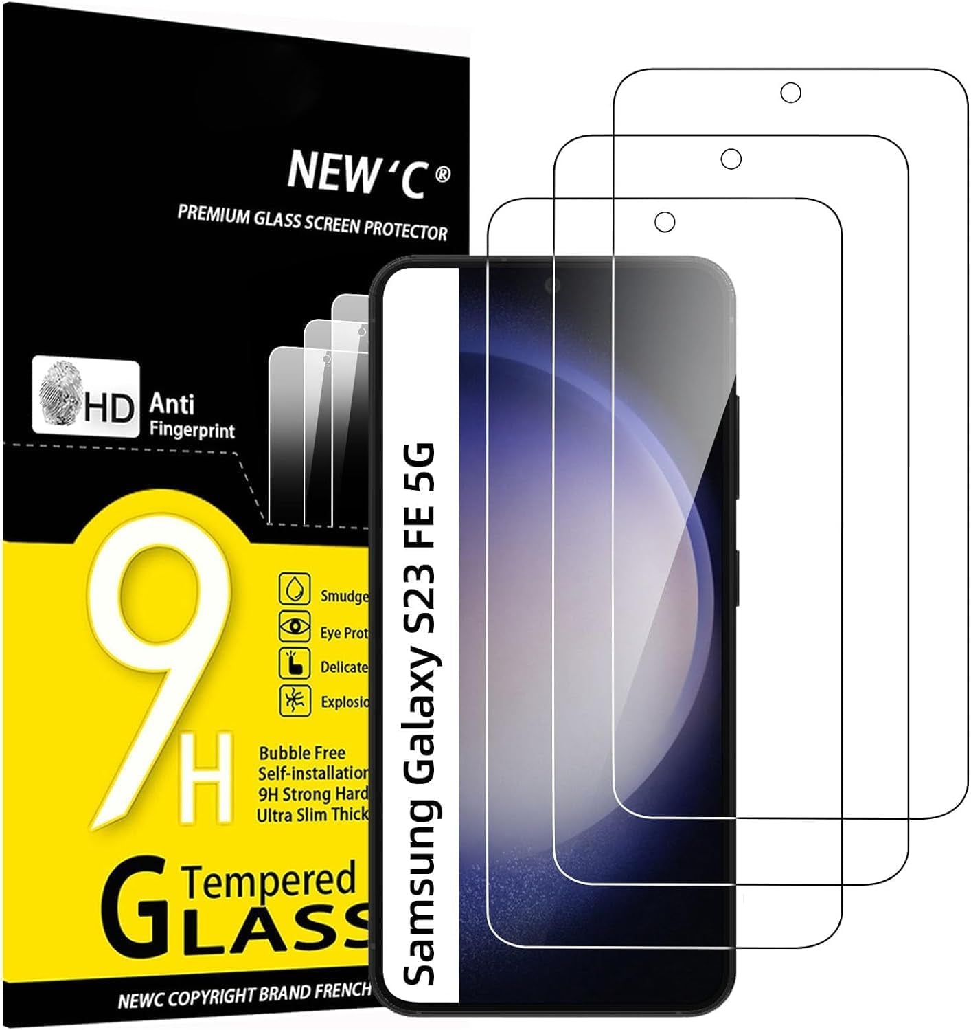 NEW'C 3 Pack Designed for Samsung Galaxy S25 Ultra Screen Protector Tempered Glass, Bubble Free, Ultra Resistant