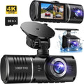 Ultimate 3-Channel Dash Cam: 4K Front, 1080P Cabin & Waterproof Rear Camera with Night Vision, G-Sensor & 32GB Card
