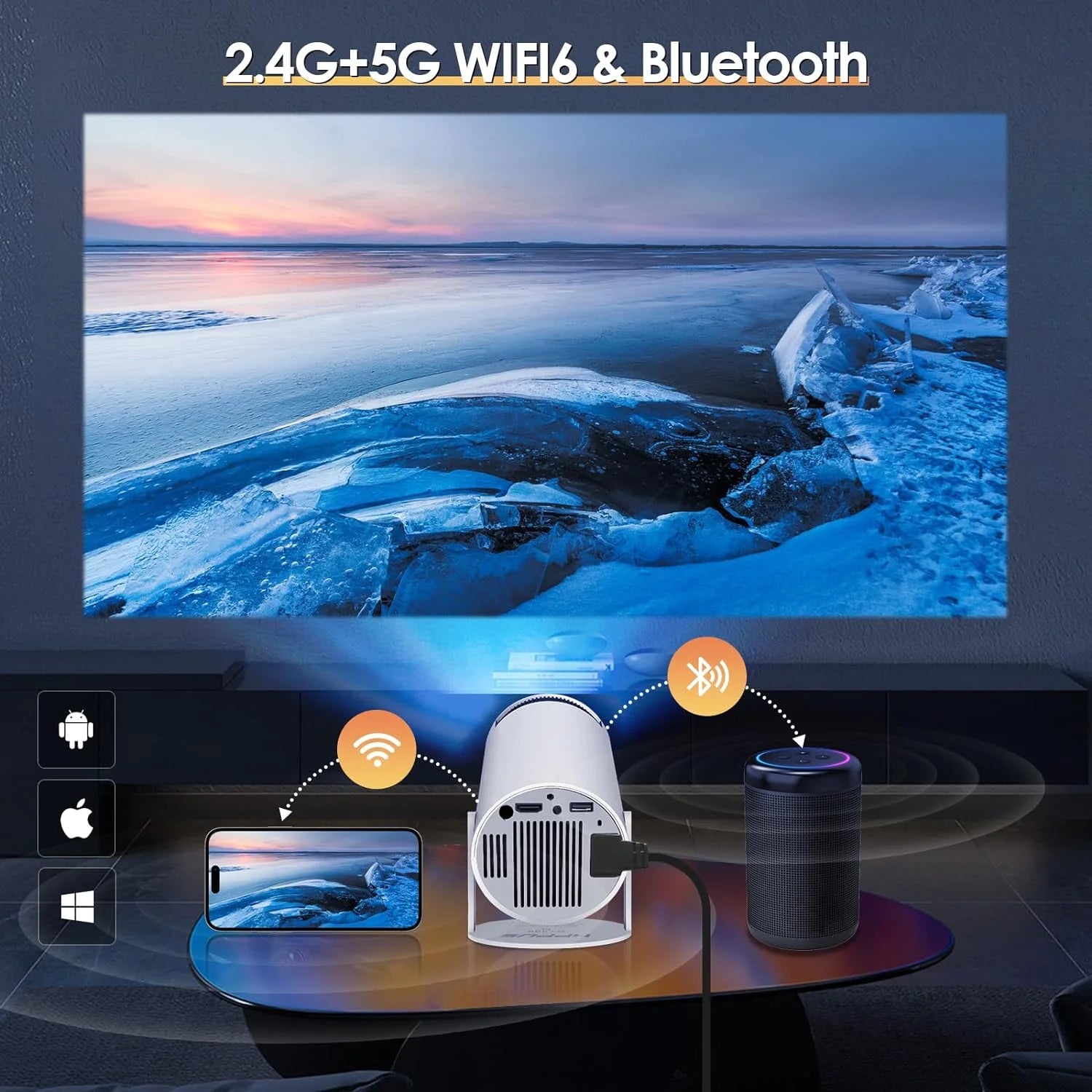 Transform Your Home Entertainment with the Dracolight Mini Projector – 4K 1080P, Bluetooth & Wi-Fi Connectivity for Ultimate Viewing Experience
