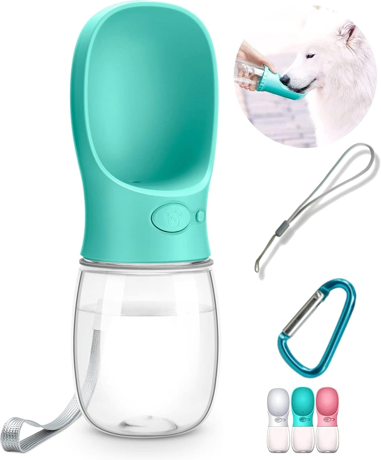DEYACE Portable Leak-Proof Dog Water Bottle with Drinking Feeder for Travel - 12oz Teal