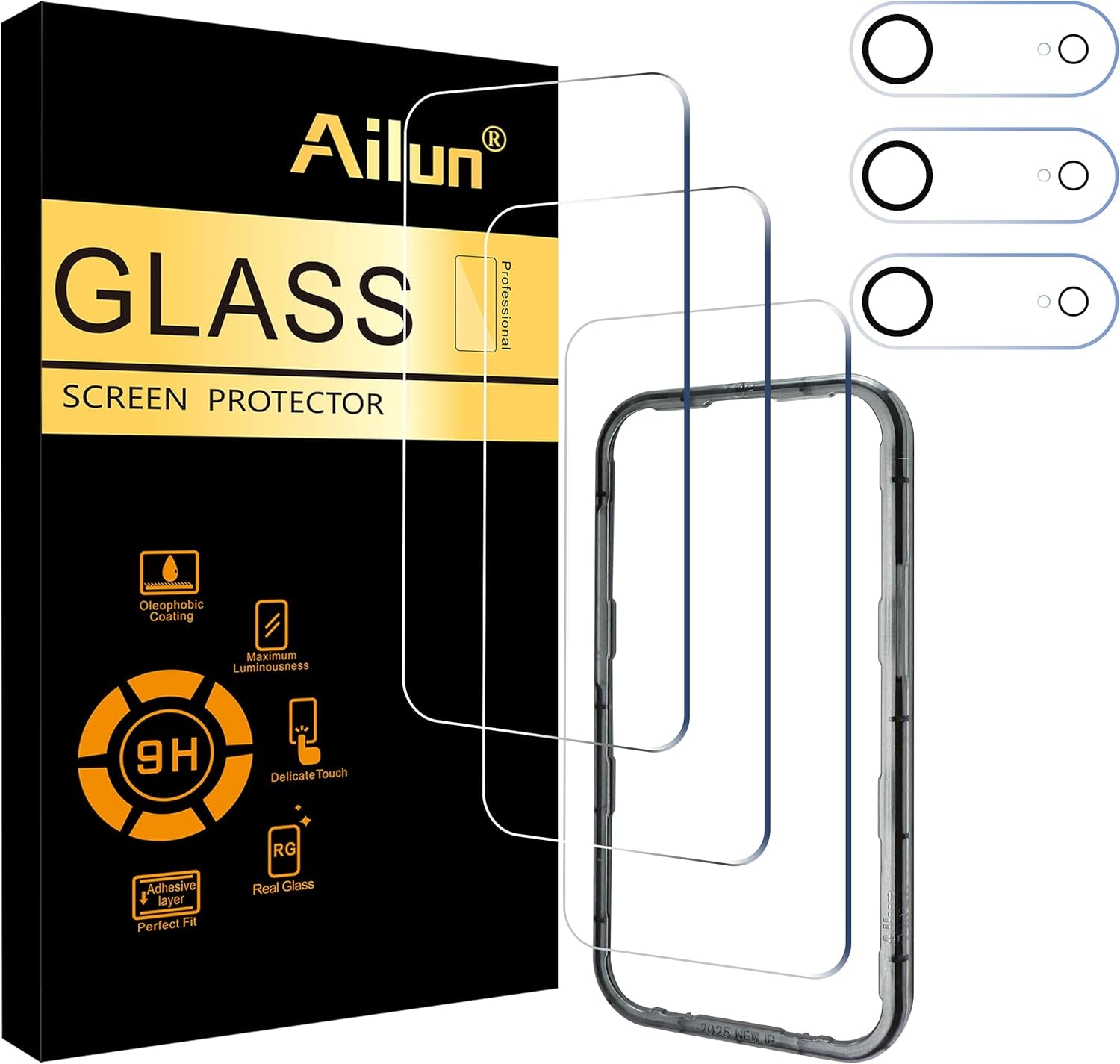 Ailun 3 Pack Screen Protector for Iphone 17 Pro Max [6.9 Inch] + 3 Pack Camera Lens Protector with Installation Frame,Dynamic Island Compatible,Case Friendly[Not for Iphone 17/17 Pro/Iphone Air]