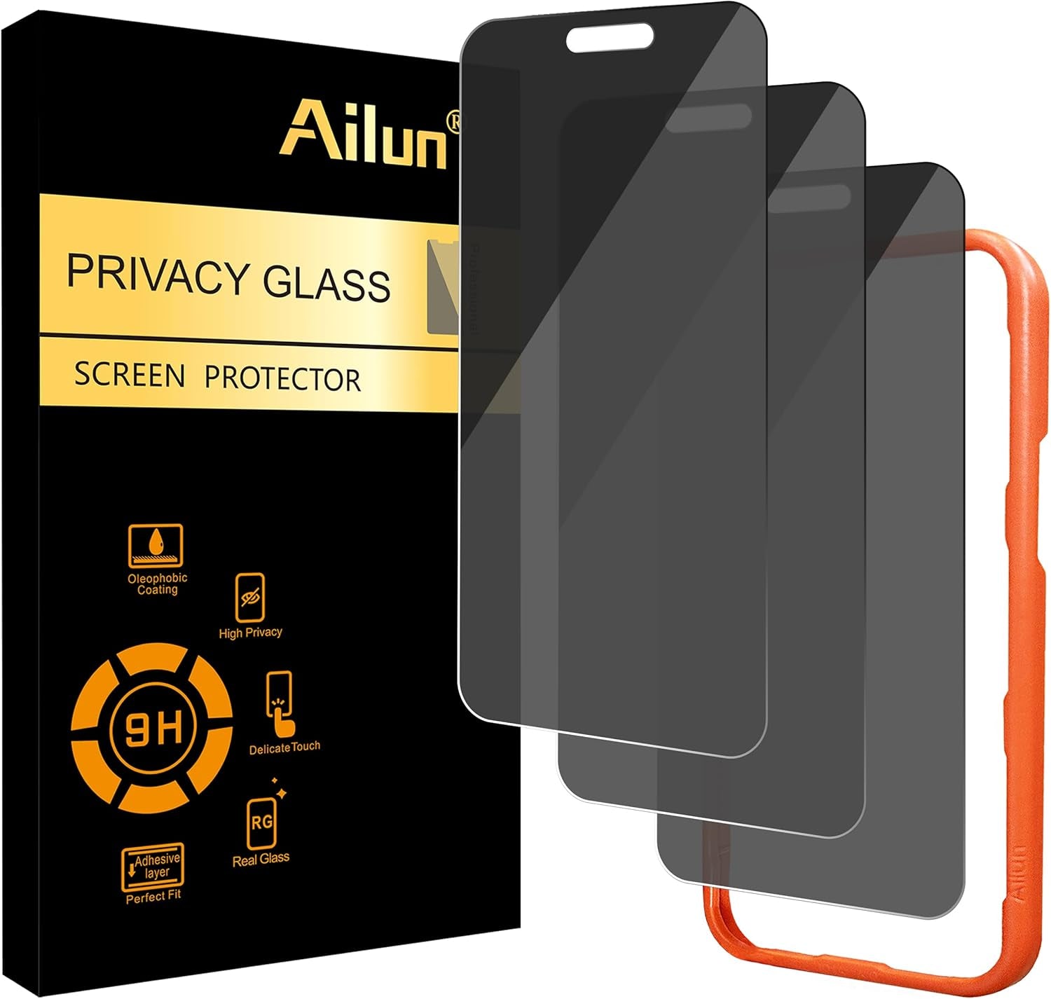 Ailun 3-Pack Privacy Screen Protector for iPhone 16/15/15 Pro - Ultimate Anti-Scratch Tempered Glass for Enhanced Privacy
