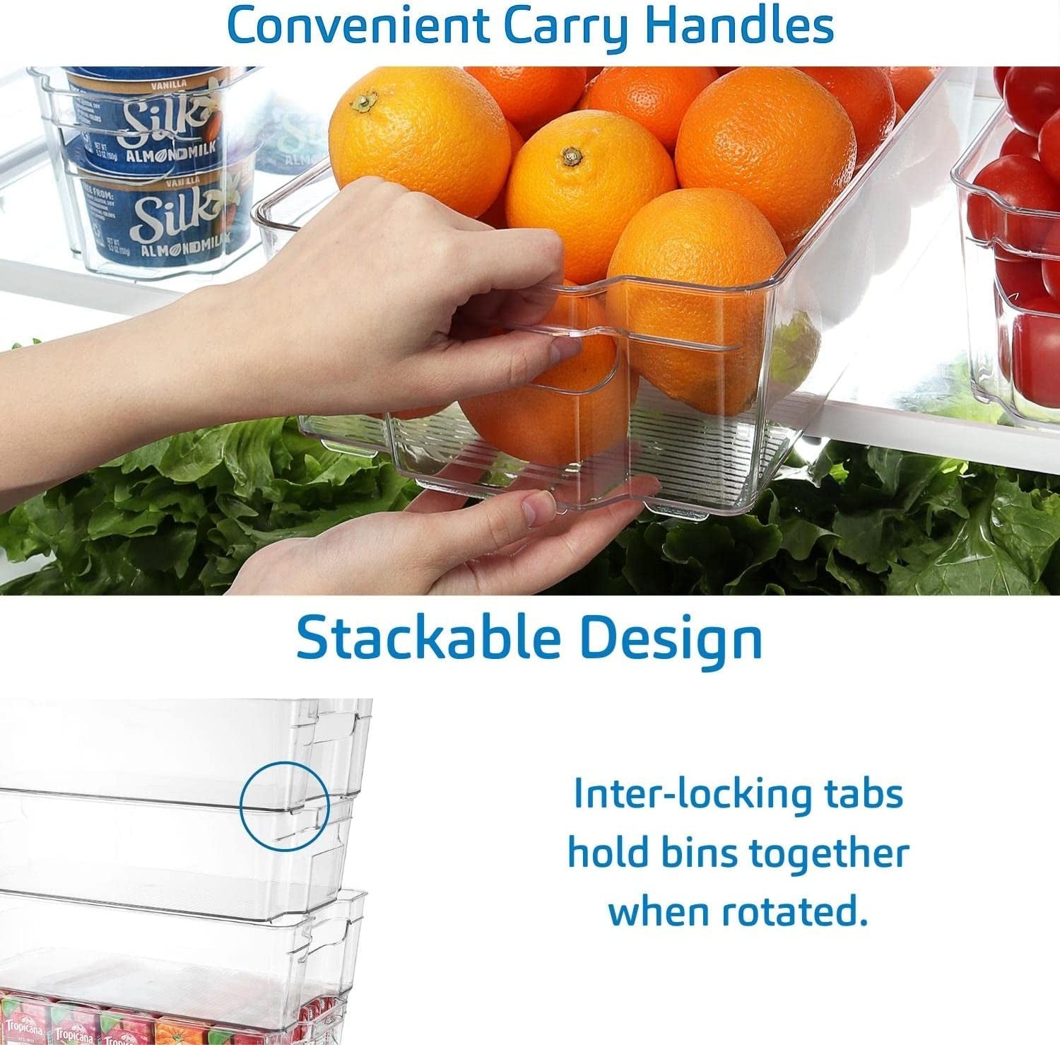 STORAGEBUD Fridge Organizer - 8 Pieces Refrigerator Organizer Bins - Pantry Organization and Storage for Fridge & Refrigerator- BPA Free Freezer Organizer Bins