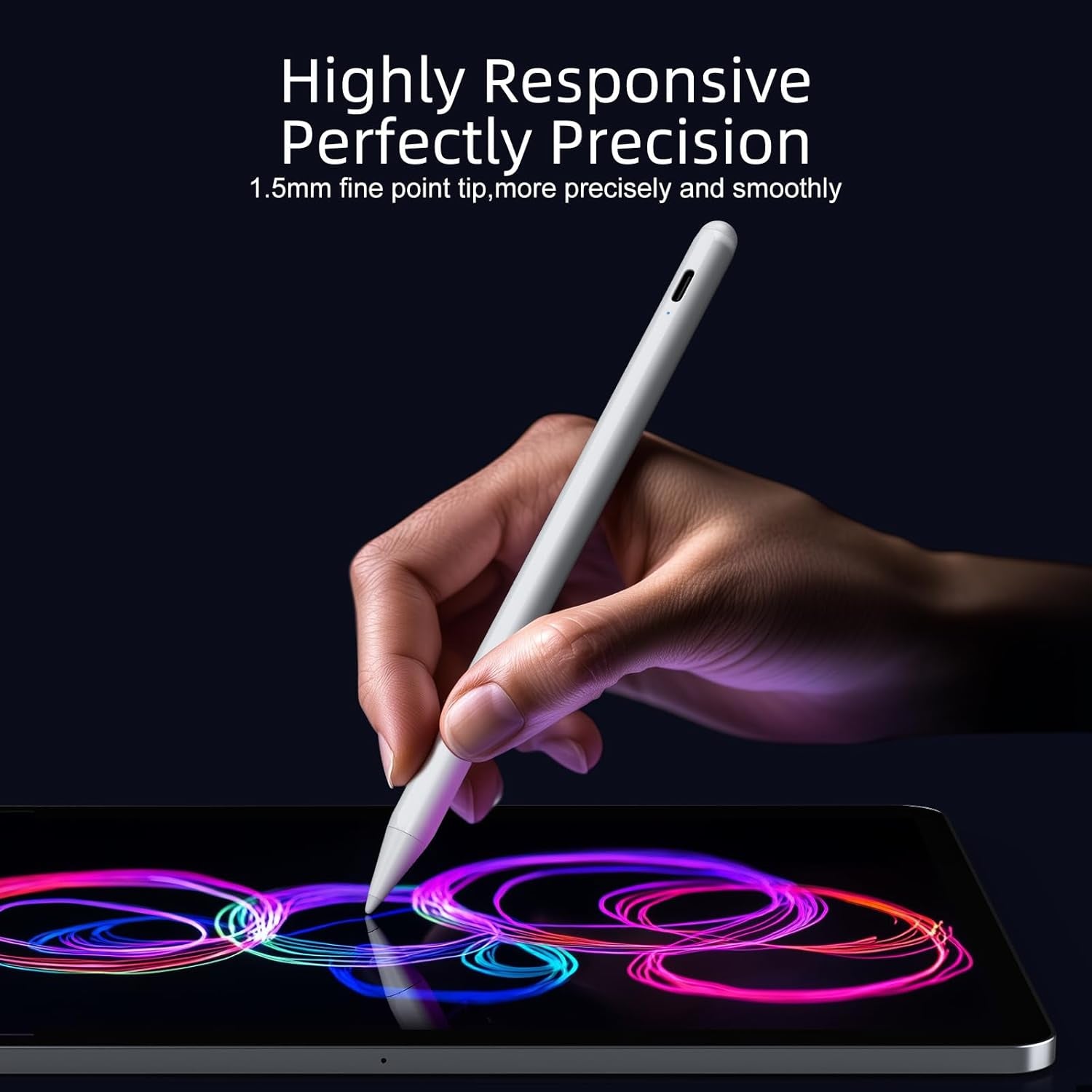 Elevate Your Creativity with the JAMJAKE Stylus Pen - Fast Charging Active Pencil for iPad 6th to 11th Generation, Compatible with 2018-2025 iPad Pro, Air, and Mini in Elegant White