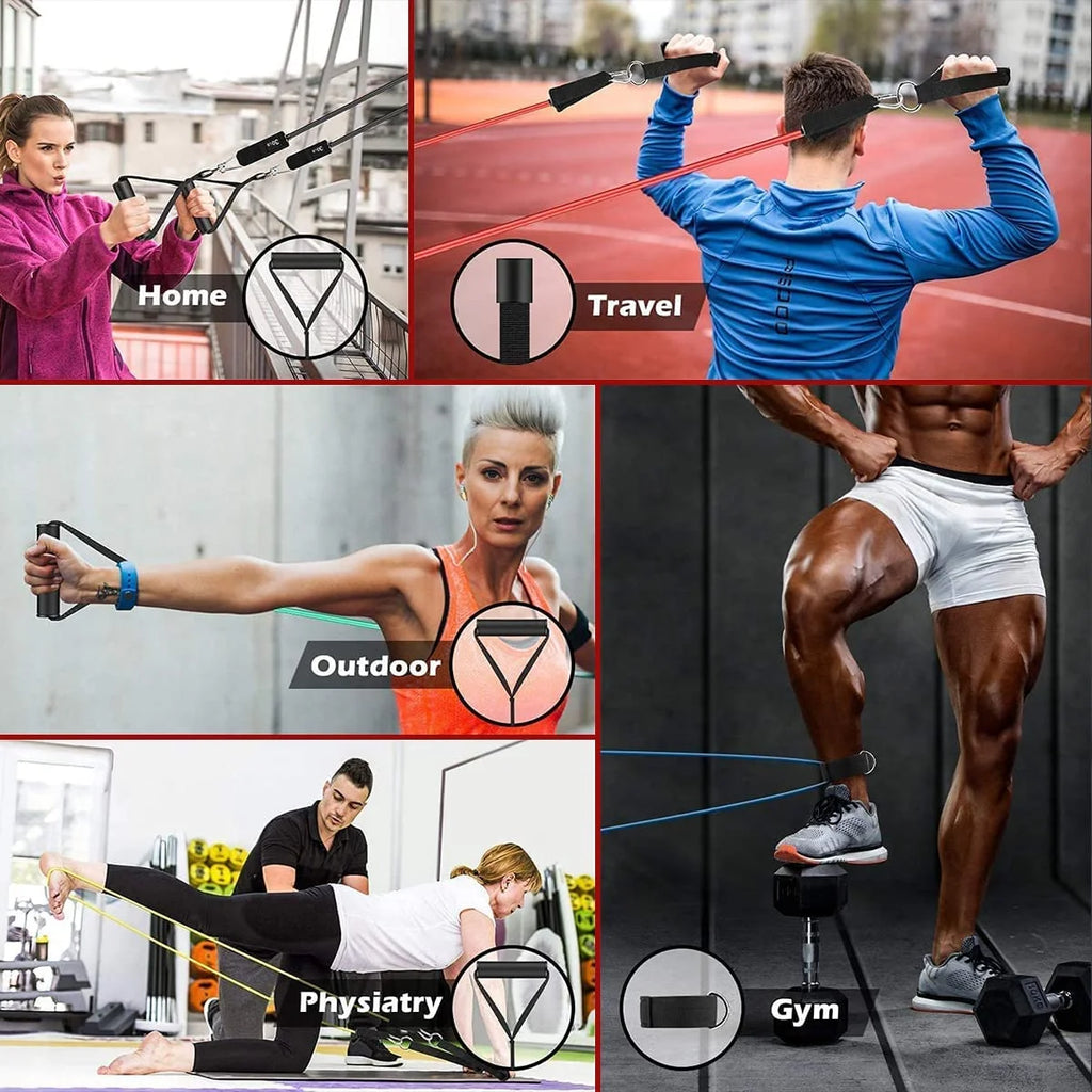 Ultimate Resistance Bands Set for Strength Training: Versatile Workout Bands with Handles for Men and Women - Perfect for Home and On-the-Go Fitness!