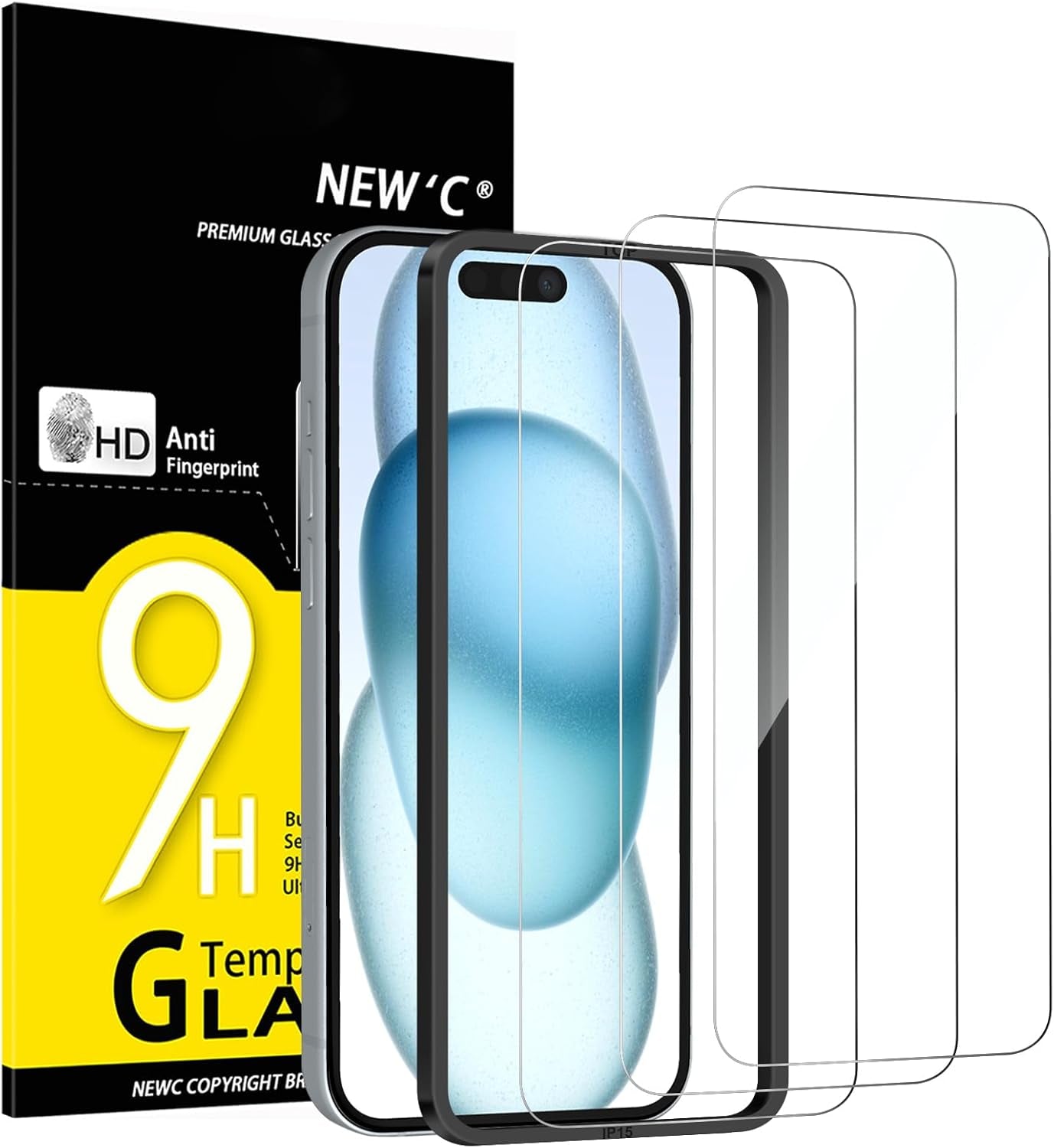 NEW'C 3 Pack Designed for Iphone 17, 17 Pro, Iphone 16 Pro Screen Protector (6.3 Inches), Enhanced Tempered Glass Protection with Easy Installation Tool Included,Case Friendly Ultra Resistant