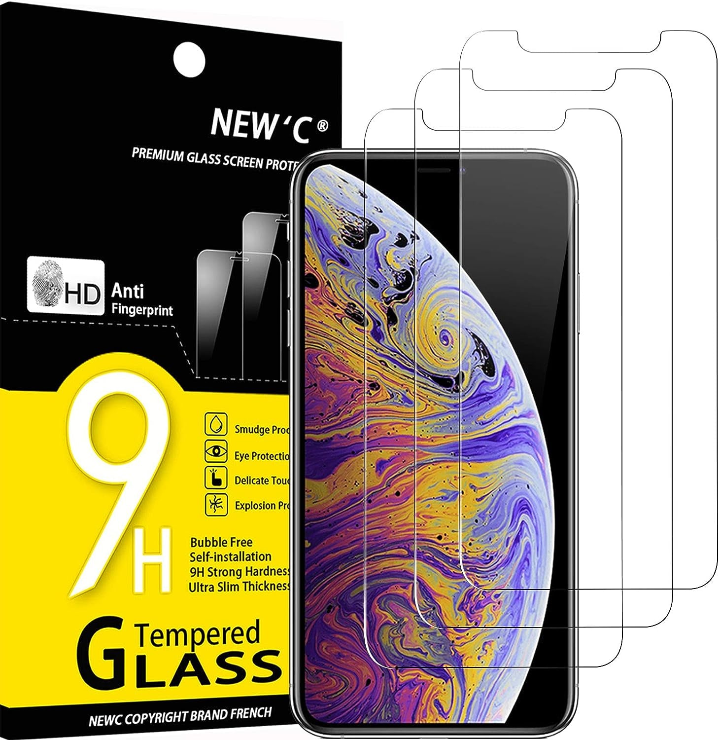 NEW'C 3 Pack Designed for Iphone 17, 17 Pro, Iphone 16 Pro Screen Protector (6.3 Inches), Enhanced Tempered Glass Protection with Easy Installation Tool Included,Case Friendly Ultra Resistant