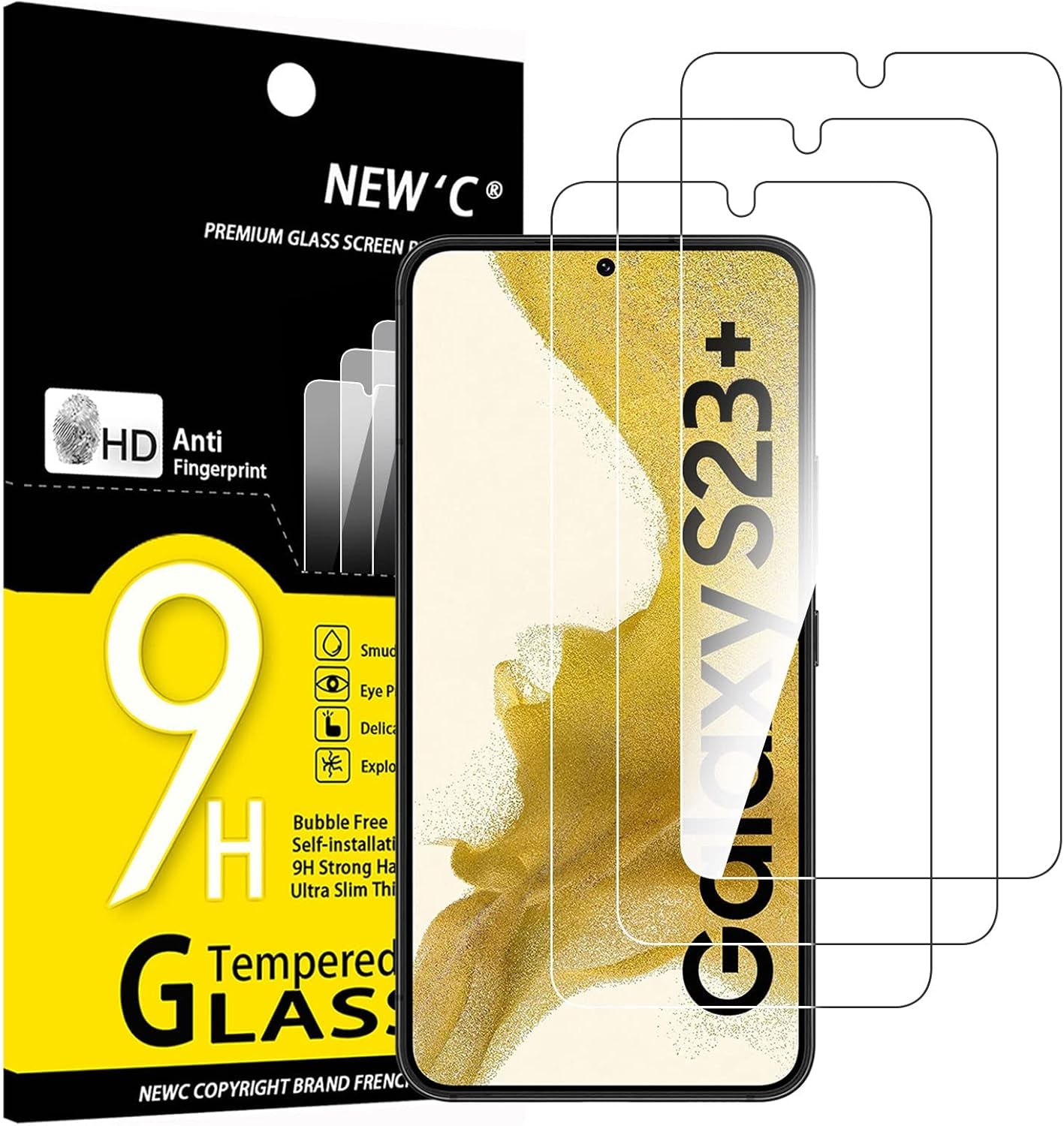 NEW'C 3 Pack Designed for Samsung Galaxy S25 Ultra Screen Protector Tempered Glass, Bubble Free, Ultra Resistant