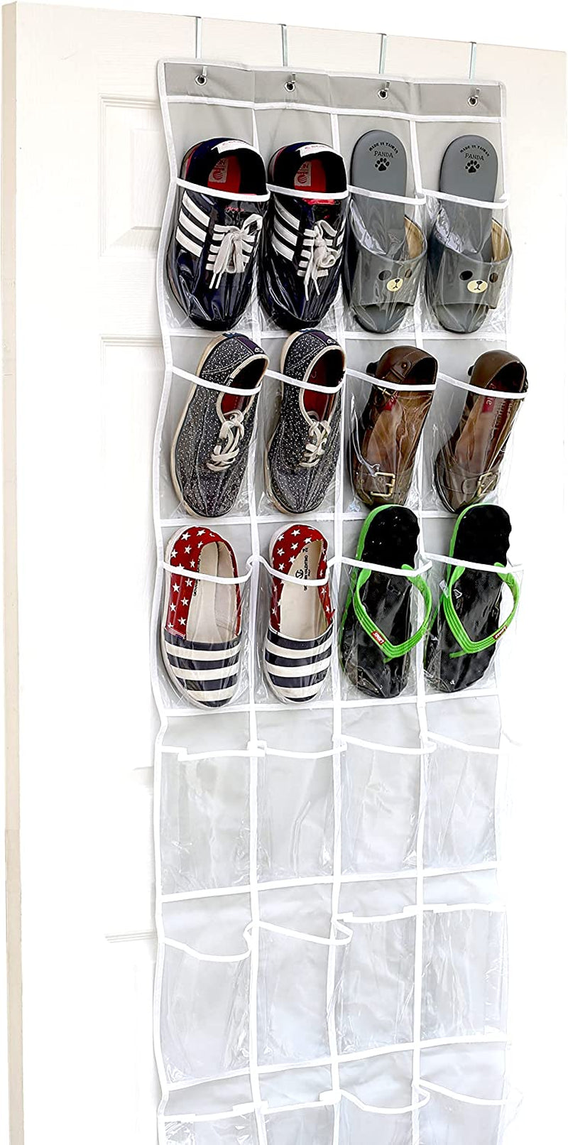 Simple Houseware 24 Pockets - Crystal Clear over the Door Hanging Shoe Organizer, Turquoise (64'' X 19'')