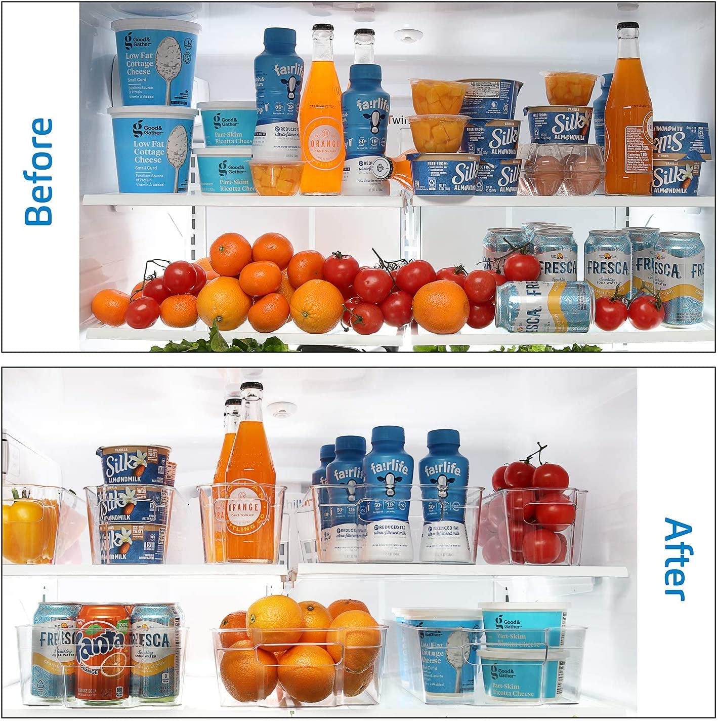 STORAGEBUD Fridge Organizer - 8 Pieces Refrigerator Organizer Bins - Pantry Organization and Storage for Fridge & Refrigerator- BPA Free Freezer Organizer Bins