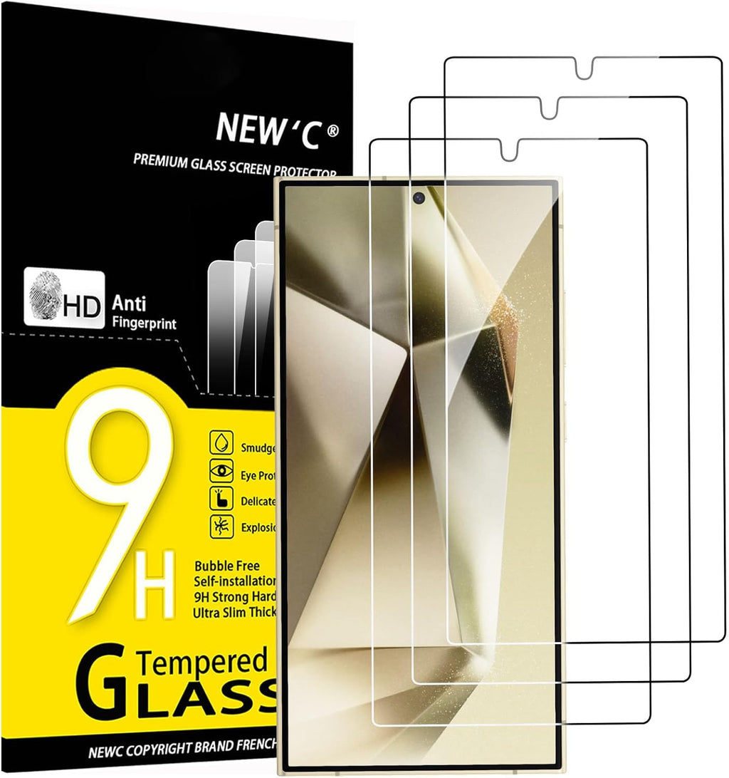 NEW'C 3 Pack Designed for Samsung Galaxy S25 Ultra Screen Protector Tempered Glass, Bubble Free, Ultra Resistant