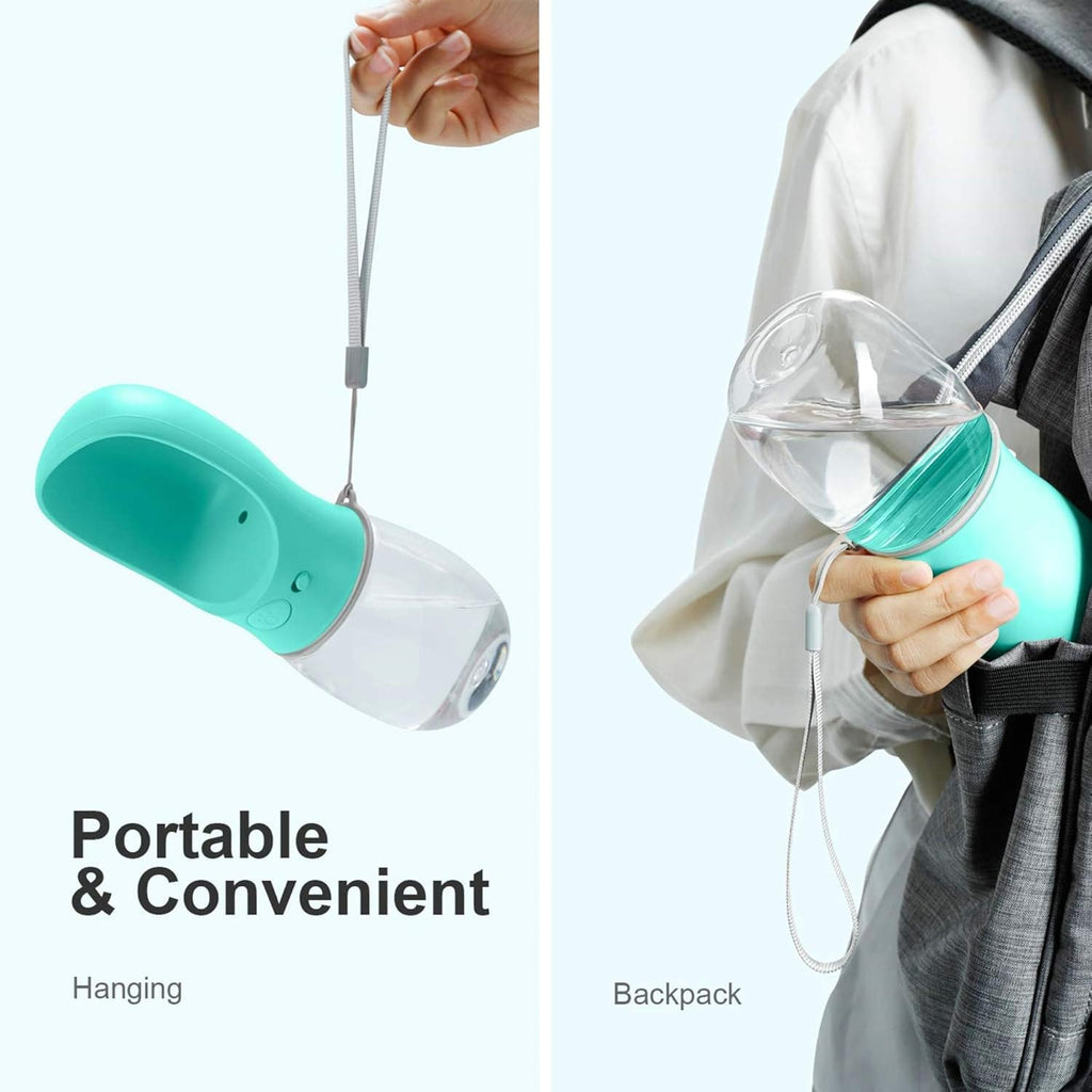 DEYACE Portable Leak-Proof Dog Water Bottle with Drinking Feeder for Travel - 12oz Teal