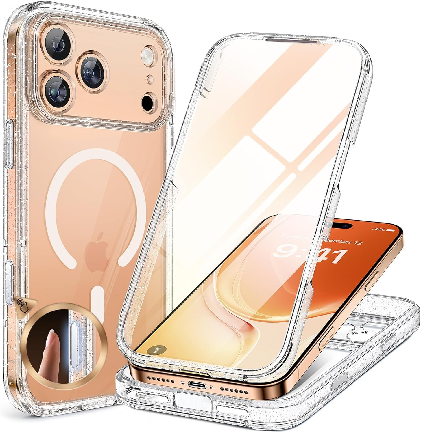 Miracase for Iphone 17 Pro Max Case 6.9" Full-Body Phone Case with Built-In Glass Screen Protector& Full Camera Protector, Camera Control [Magnetic with Magsafe] Drop Proof 17 Promax Cover, Black