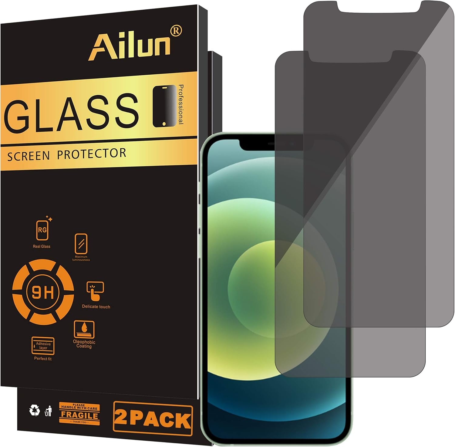 Ailun 3-Pack Privacy Screen Protector for iPhone 16/15/15 Pro - Ultimate Anti-Scratch Tempered Glass for Enhanced Privacy