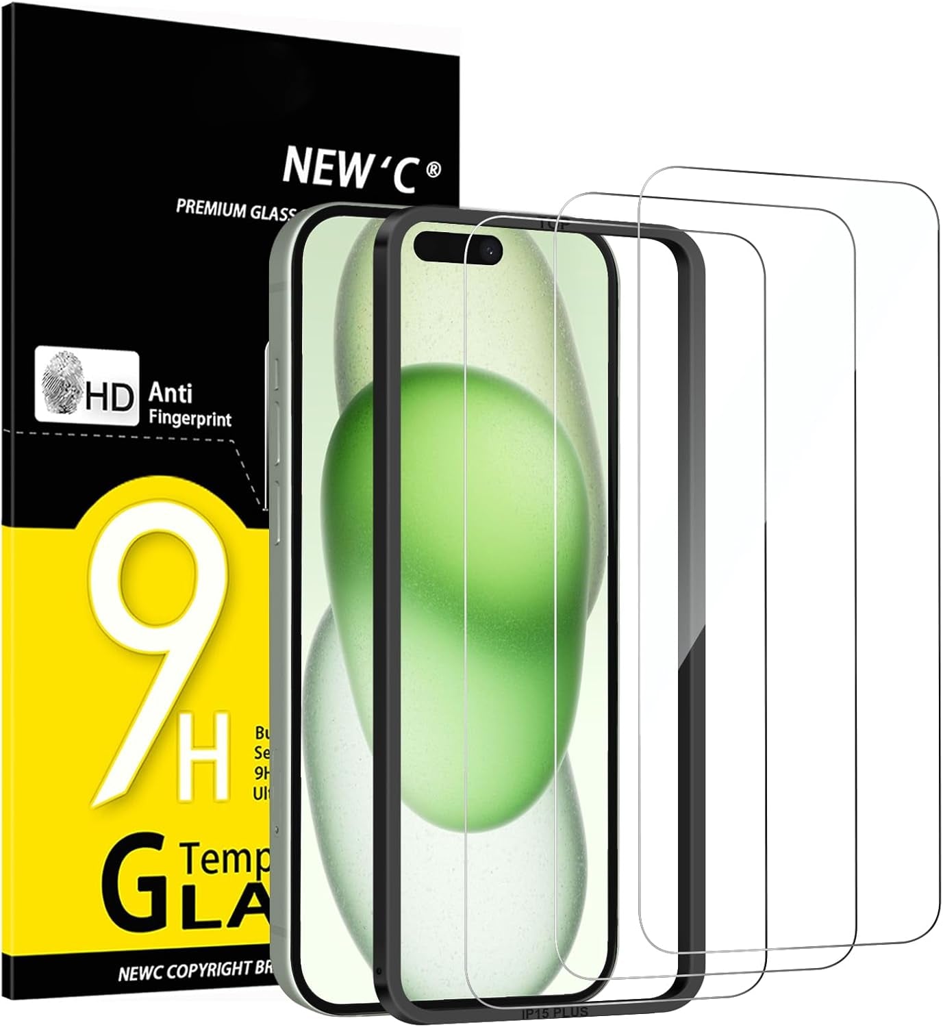 NEW'C 3 Pack Designed for Iphone 17, 17 Pro, Iphone 16 Pro Screen Protector (6.3 Inches), Enhanced Tempered Glass Protection with Easy Installation Tool Included,Case Friendly Ultra Resistant