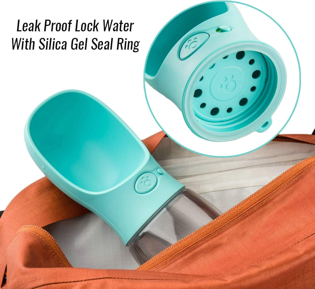 DEYACE Portable Leak-Proof Dog Water Bottle with Drinking Feeder for Travel - 12oz Teal