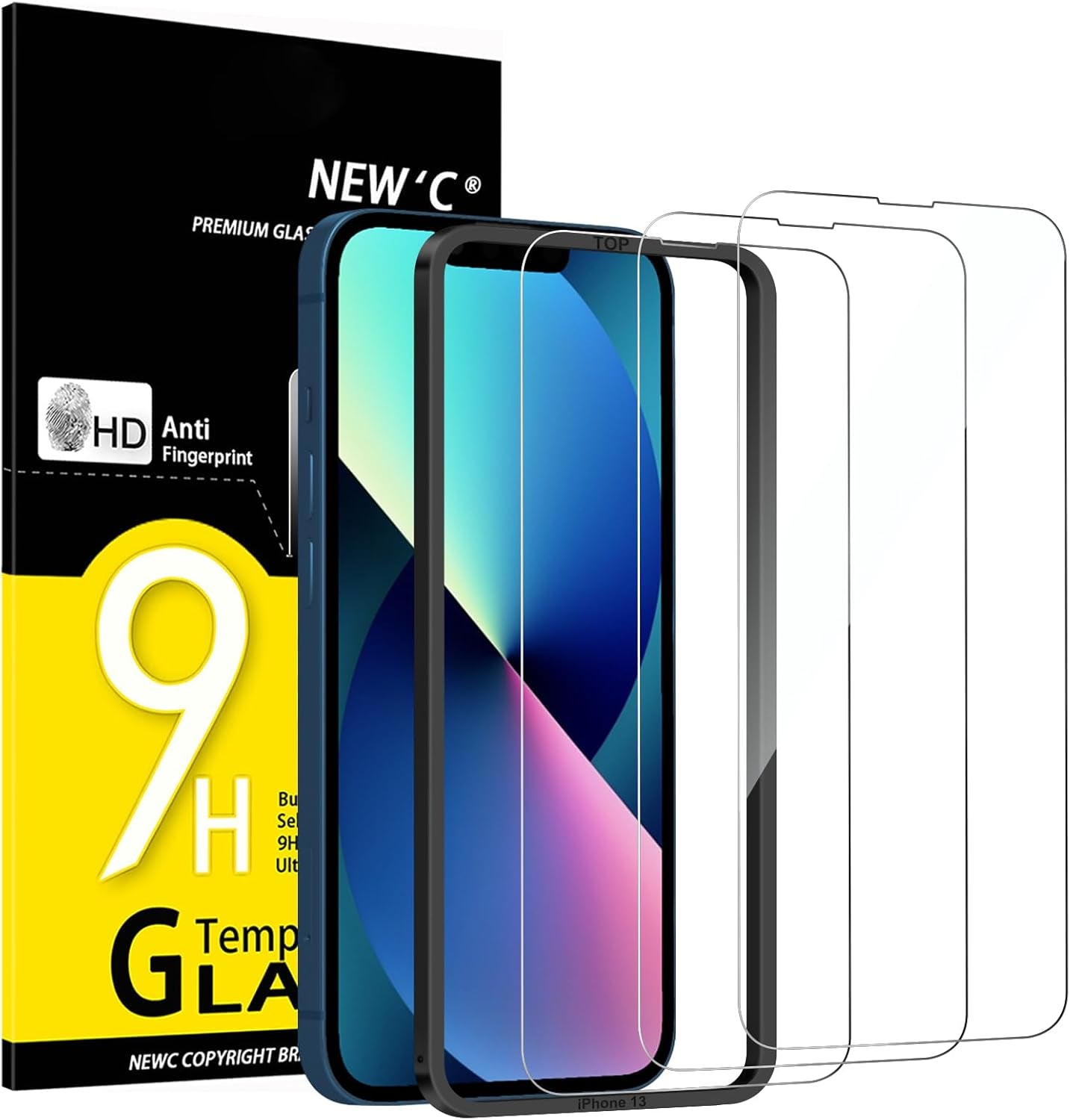 NEW'C 3 Pack Designed for Iphone 17, 17 Pro, Iphone 16 Pro Screen Protector (6.3 Inches), Enhanced Tempered Glass Protection with Easy Installation Tool Included,Case Friendly Ultra Resistant