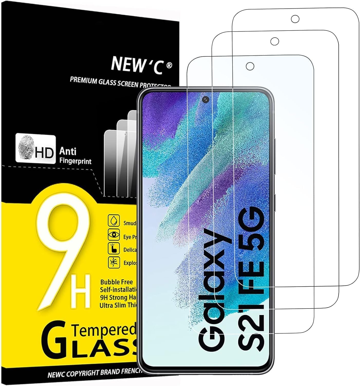 NEW'C 3 Pack Designed for Samsung Galaxy S25 Ultra Screen Protector Tempered Glass, Bubble Free, Ultra Resistant