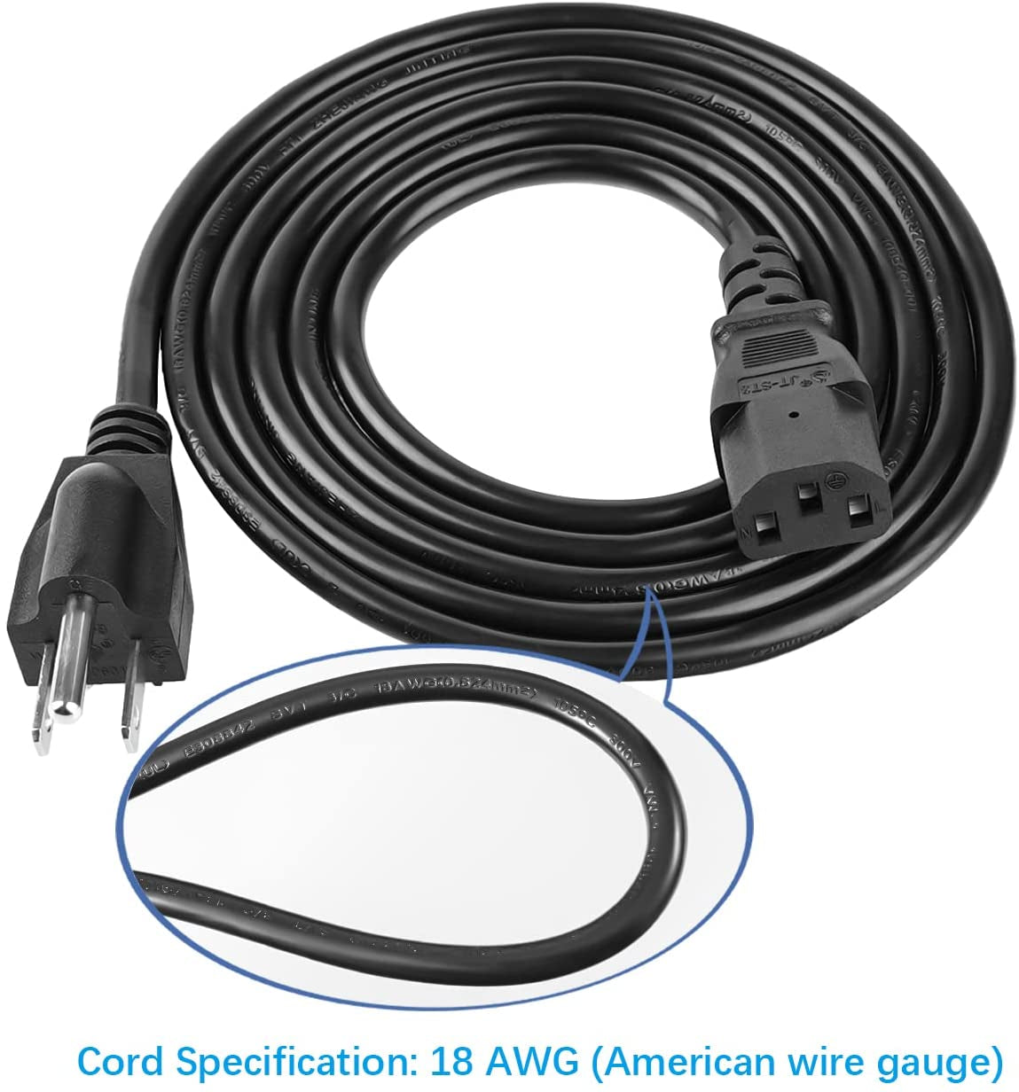 Power Cord Compatible with Instant Pot Electric Pressure Cooker, Power Quick Pot, Rice Cooker, Soy Milk Maker, Microwaves More and Kitchen Appliances 3 Prong Replacement Power Cable UL Listed