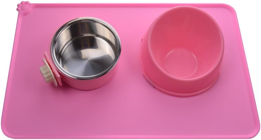 Silicone Non-Slip Pet Feeding Mat for Dogs and Cats, Waterproof Placemat for Small Animals (18.5" x 11.8", Pink)