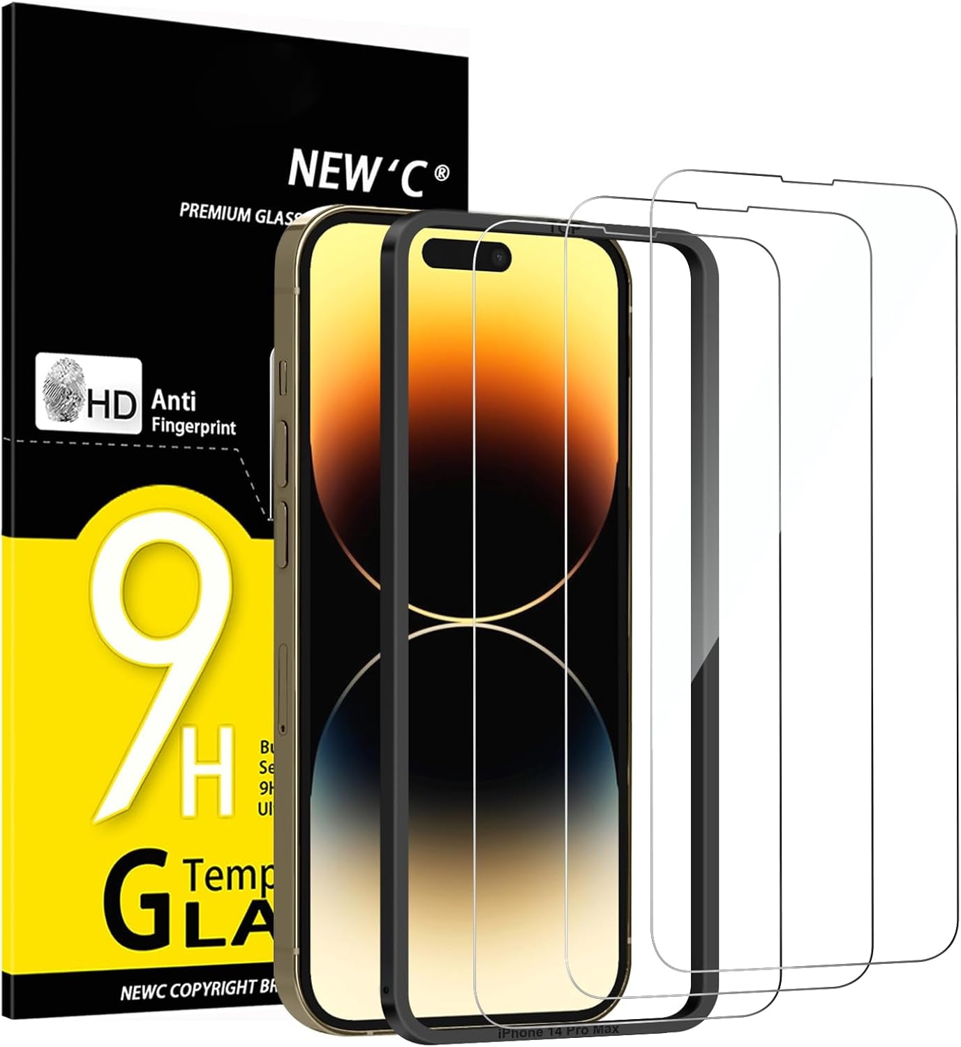NEW'C 3 Pack Designed for Iphone 17, 17 Pro, Iphone 16 Pro Screen Protector (6.3 Inches), Enhanced Tempered Glass Protection with Easy Installation Tool Included,Case Friendly Ultra Resistant