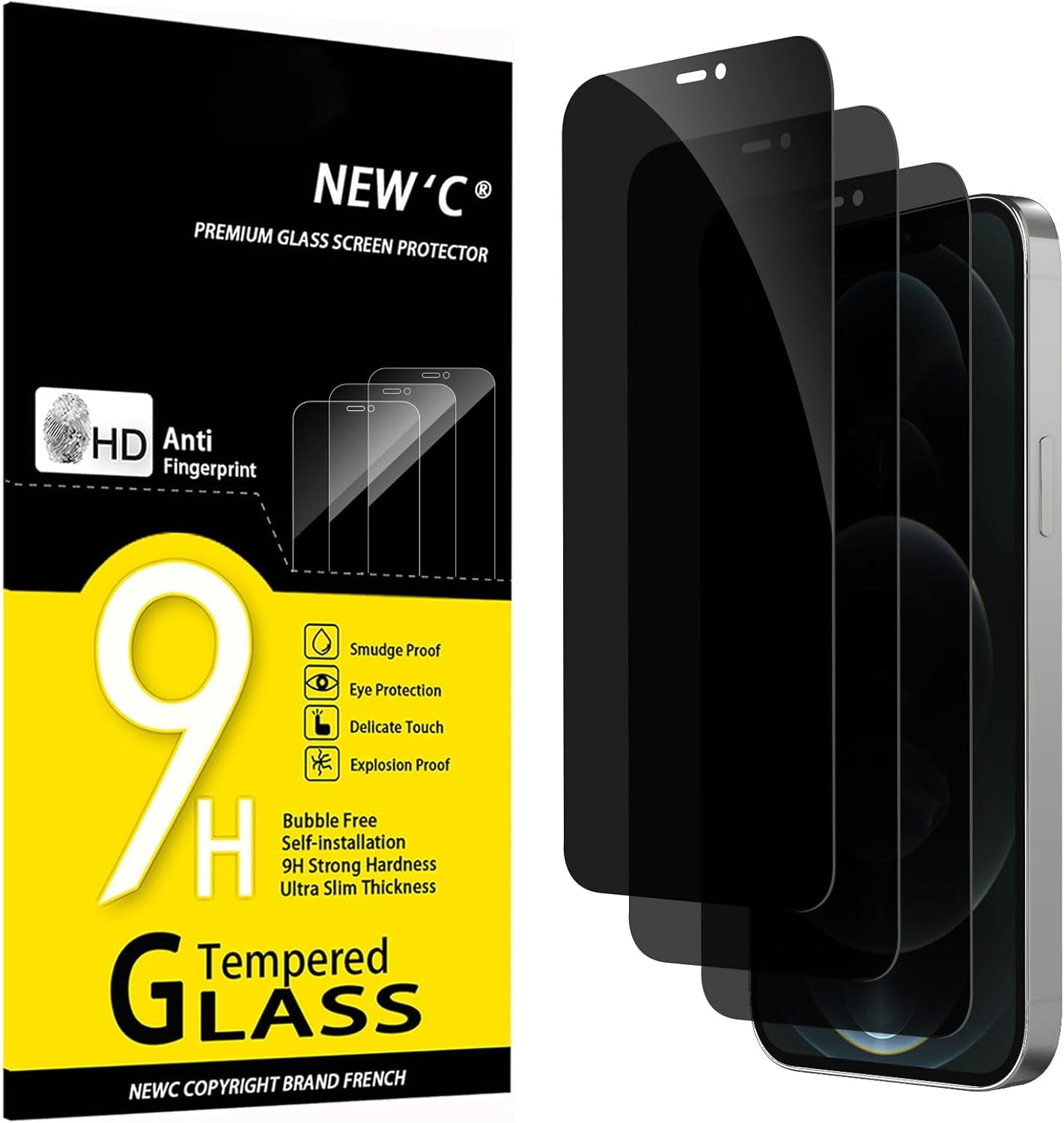 NEW'C 3 Pack Designed for Iphone 17, 17 Pro, Iphone 16 Pro Screen Protector (6.3 Inches), Enhanced Tempered Glass Protection with Easy Installation Tool Included,Case Friendly Ultra Resistant