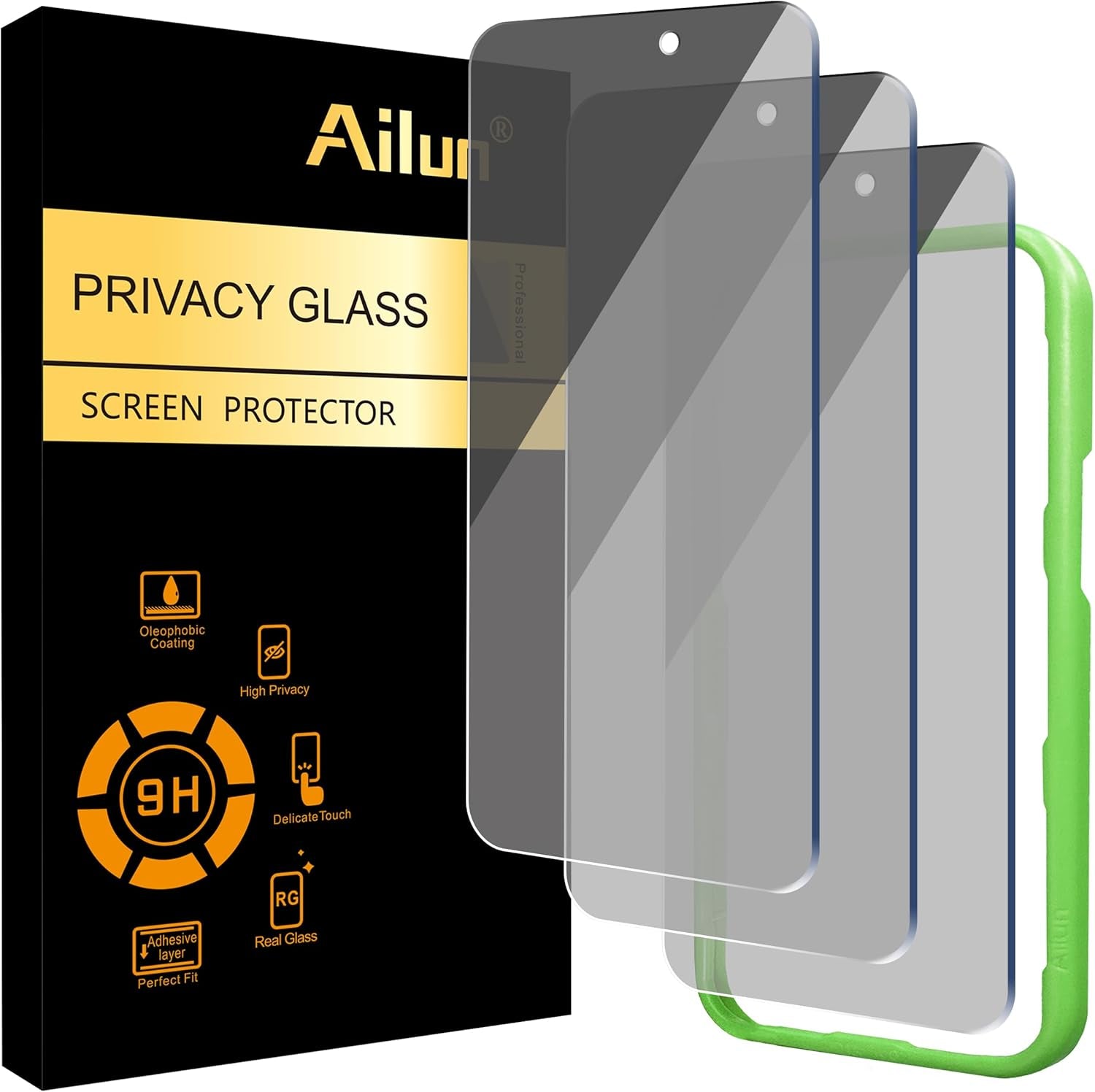 Ailun 3-Pack Privacy Screen Protector for iPhone 16/15/15 Pro - Ultimate Anti-Scratch Tempered Glass for Enhanced Privacy