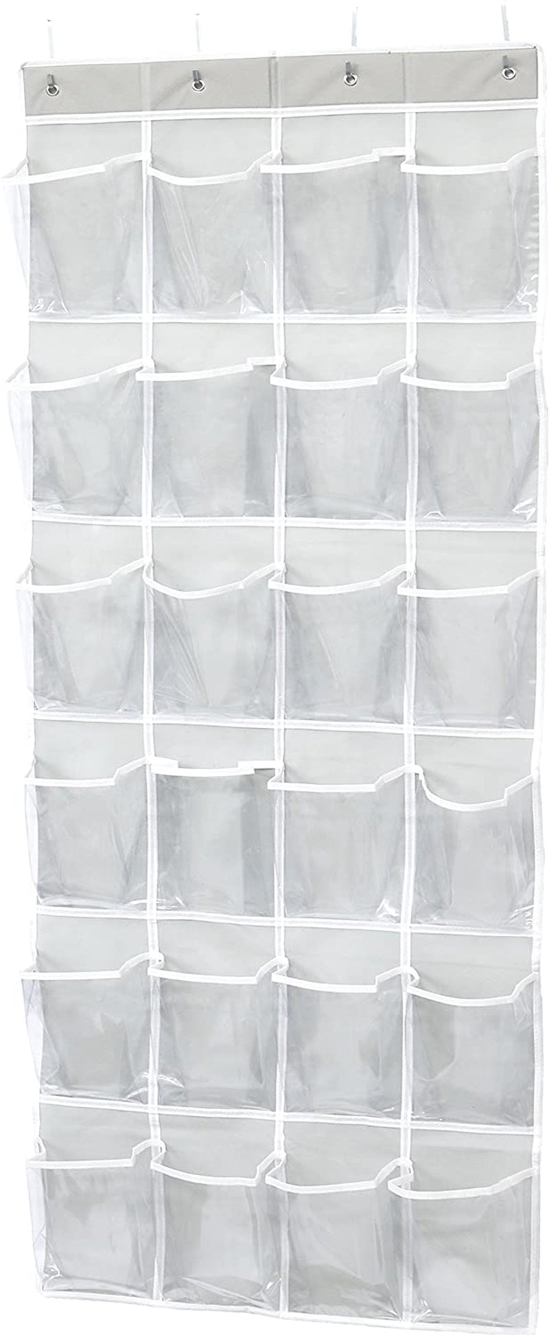Simple Houseware 24 Pockets - Crystal Clear over the Door Hanging Shoe Organizer, Turquoise (64'' X 19'')