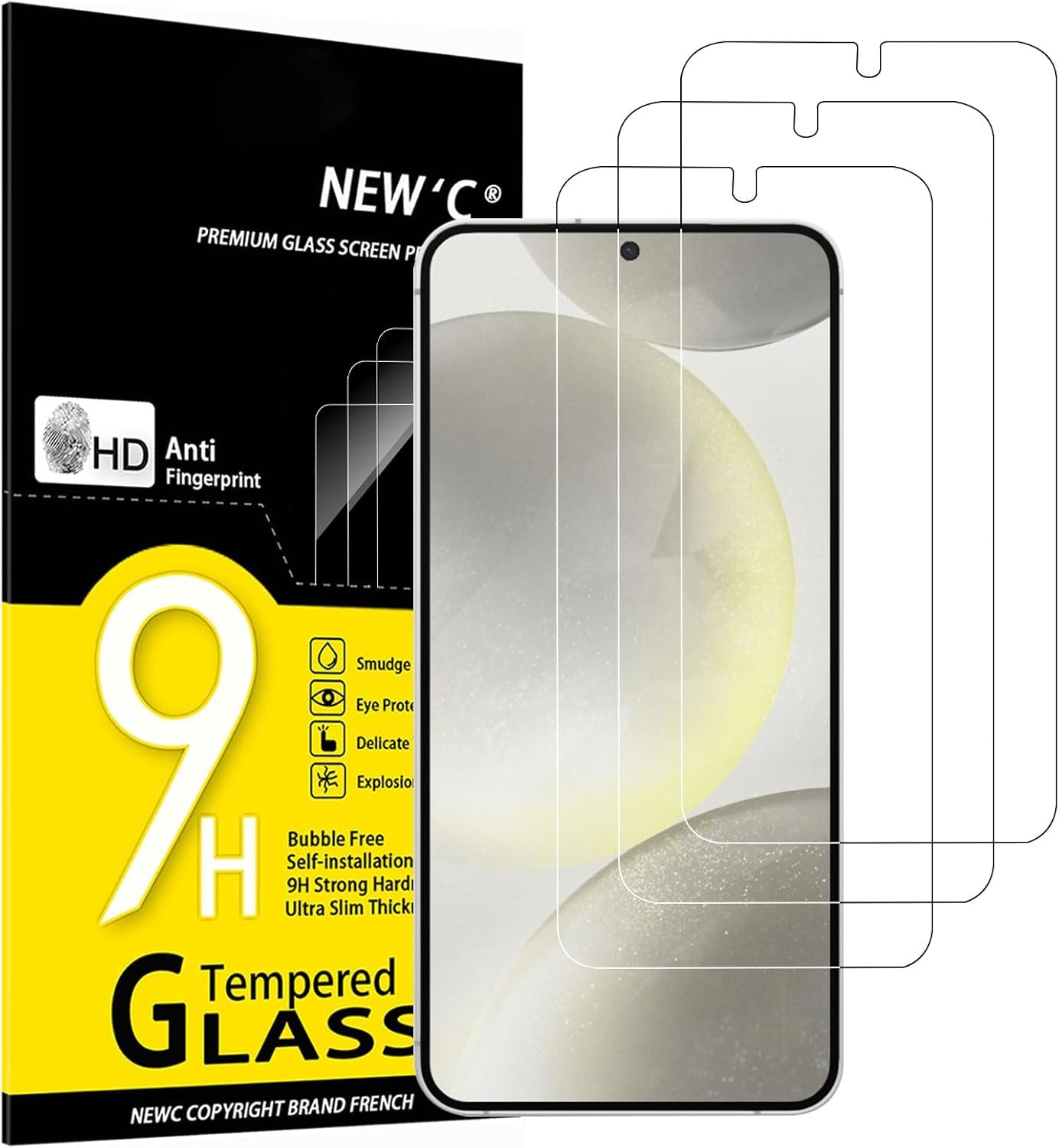 NEW'C 3 Pack Designed for Samsung Galaxy S25 Ultra Screen Protector Tempered Glass, Bubble Free, Ultra Resistant