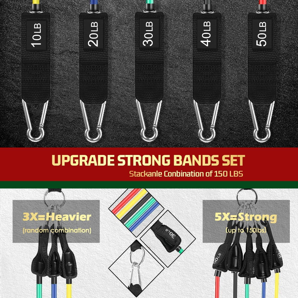 Ultimate Resistance Bands Set for Strength Training: Versatile Workout Bands with Handles for Men and Women - Perfect for Home and On-the-Go Fitness!