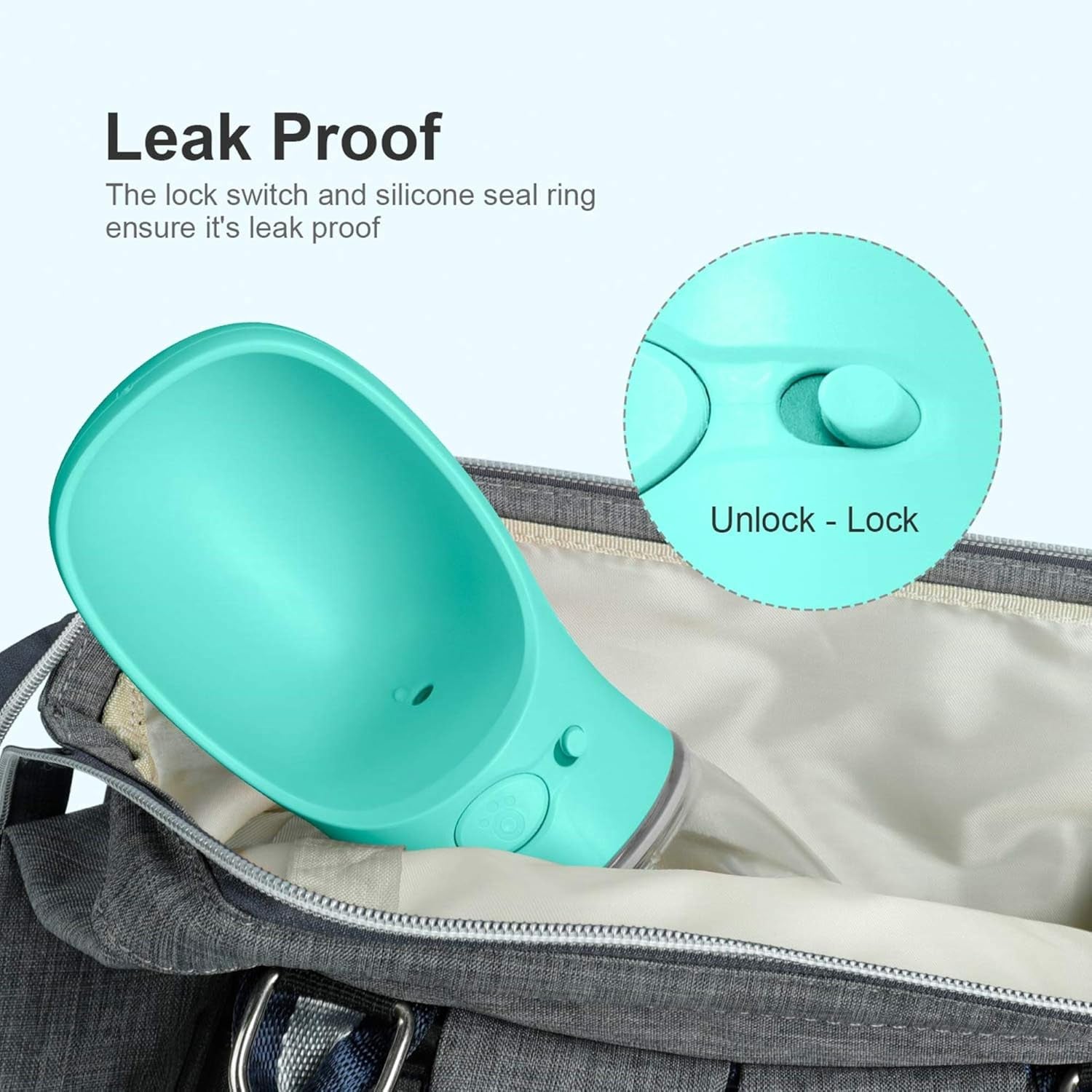 DEYACE Portable Leak-Proof Dog Water Bottle with Drinking Feeder for Travel - 12oz Teal