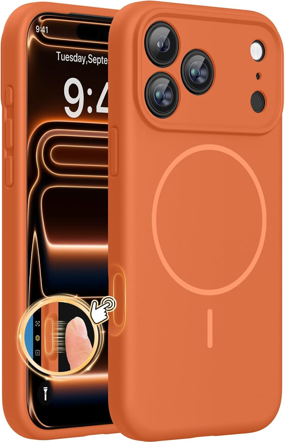 Miracase Heavy Duty Orange Case for iPhone 17 Pro Max - Shockproof, MagSafe Compatible, with Integrated Camera Protection