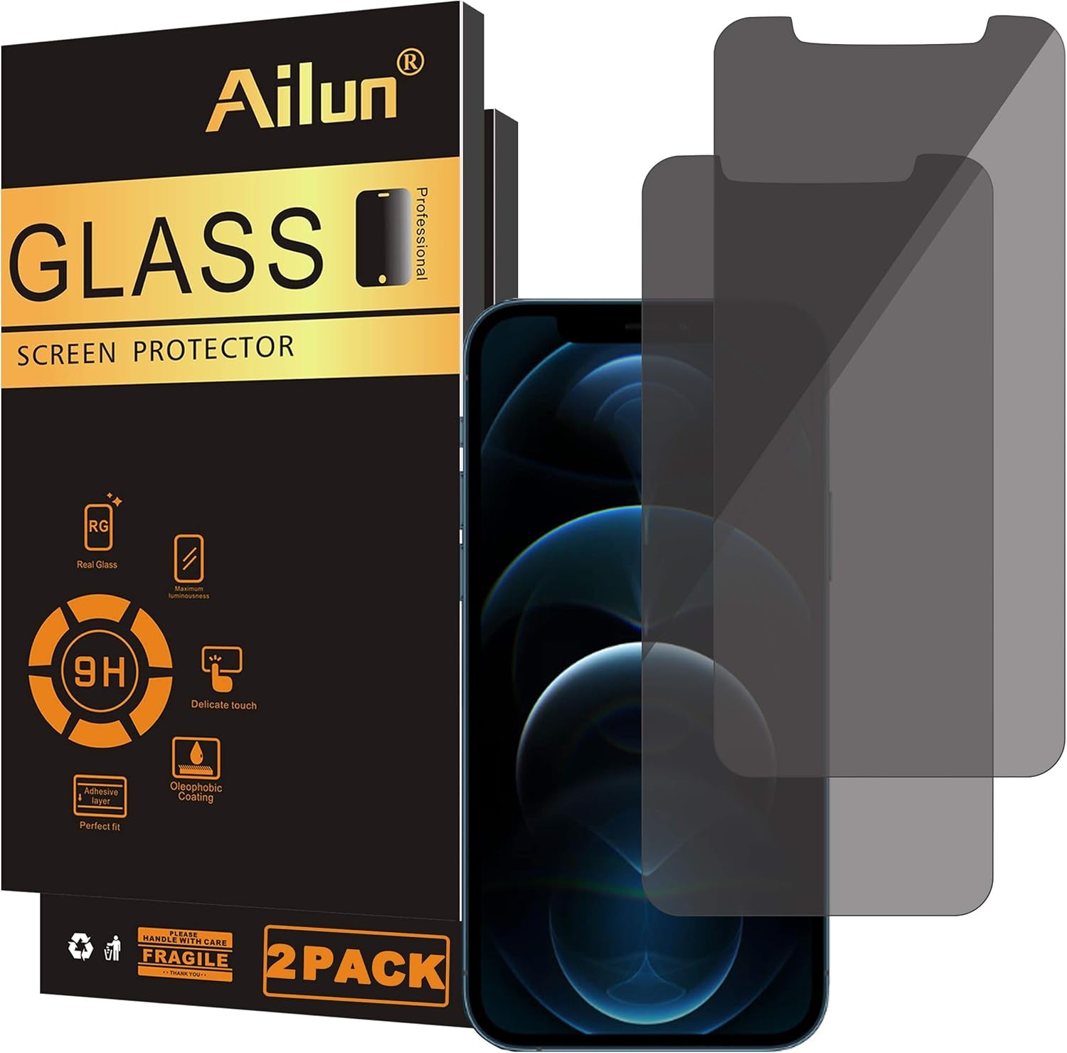 Ailun 3-Pack Privacy Screen Protector for iPhone 16/15/15 Pro - Ultimate Anti-Scratch Tempered Glass for Enhanced Privacy