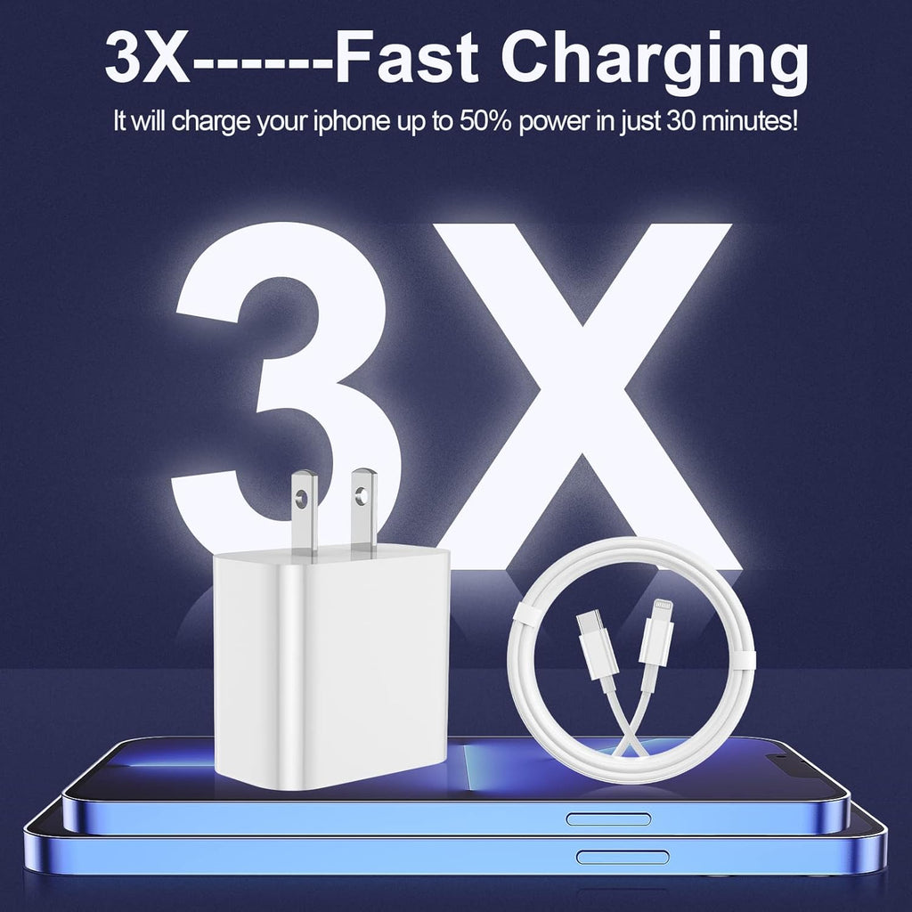 FEEL2NICE Iphone Charger Fast Charging 2 Pack Type C Wall Charger Block with 2 Pack [6FT&10FT] Long USB C to Lightning Cable for Iphone 14/13/12/12 Pro Max/11/Xs Max/Xr/X,Airpods Pro