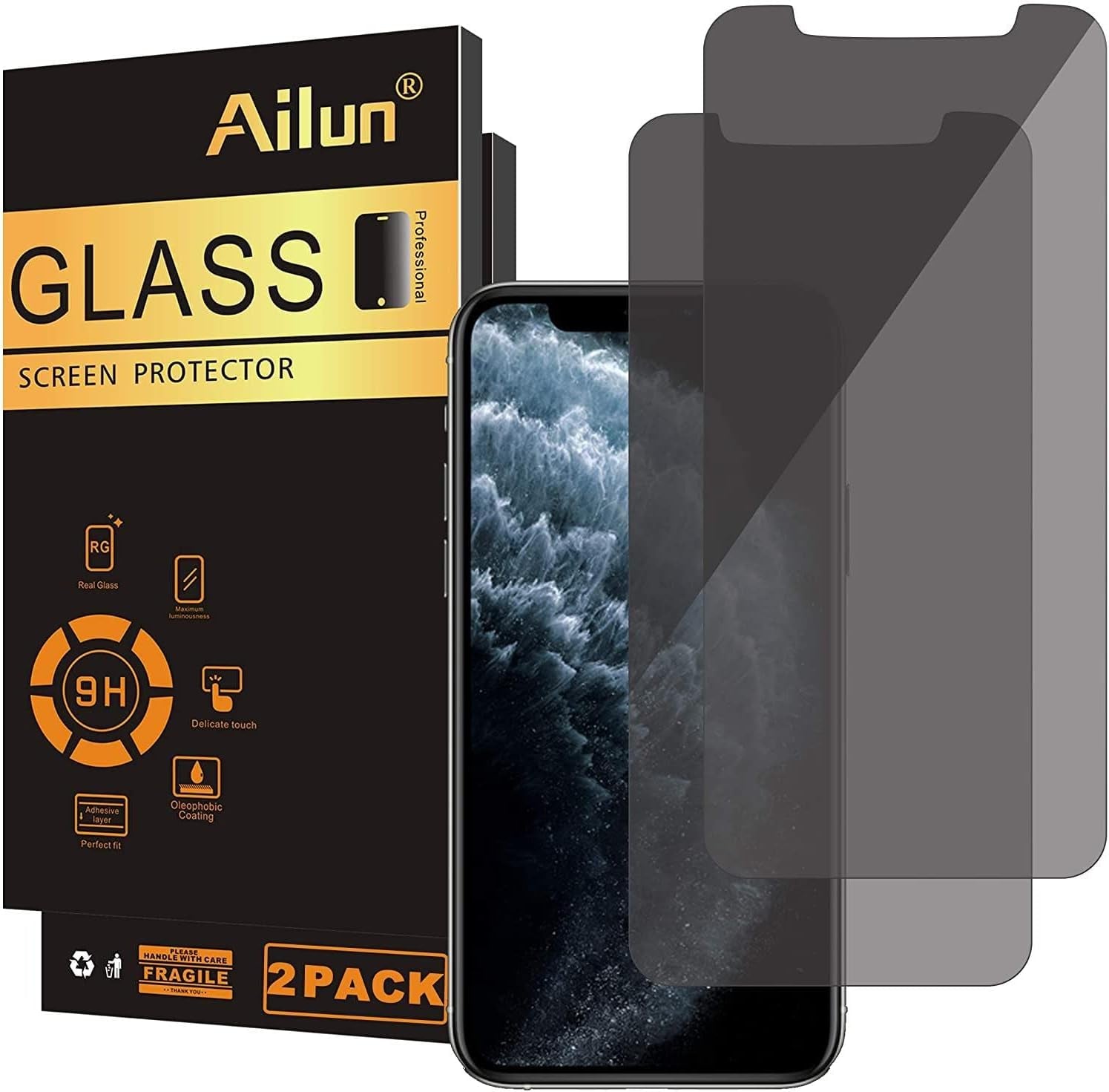 Ailun 3-Pack Privacy Screen Protector for iPhone 16/15/15 Pro - Ultimate Anti-Scratch Tempered Glass for Enhanced Privacy