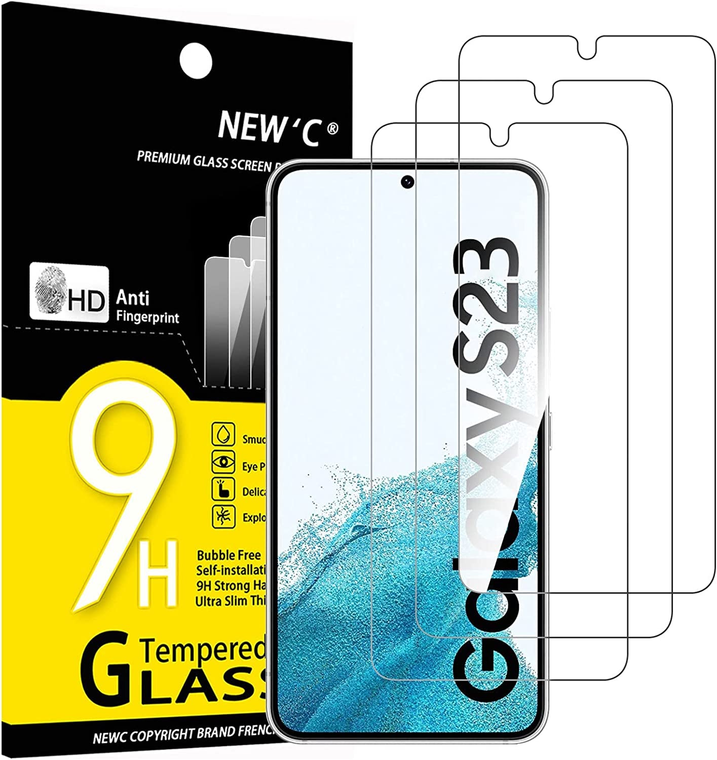 NEW'C 3 Pack Designed for Samsung Galaxy S25 Ultra Screen Protector Tempered Glass, Bubble Free, Ultra Resistant