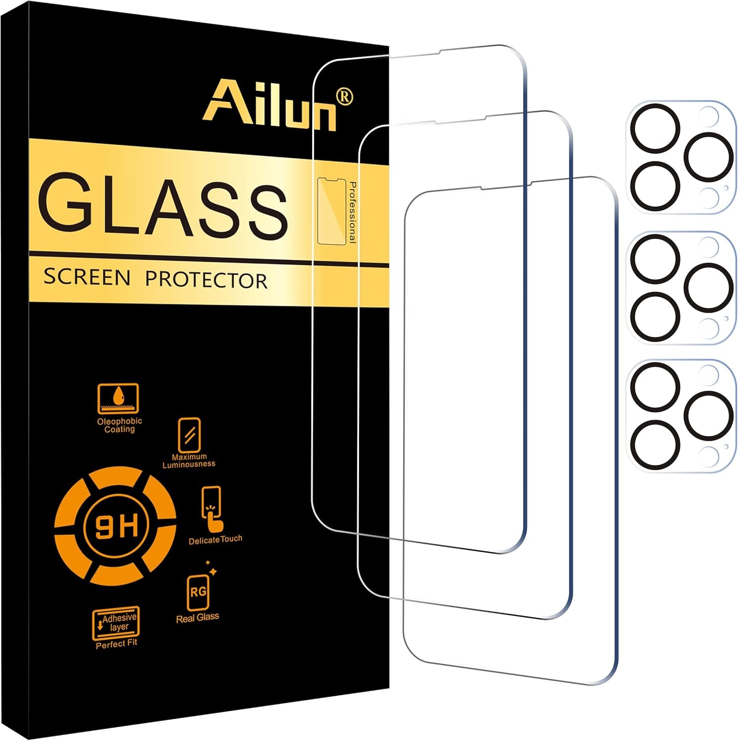 Ailun 3 Pack Screen Protector for Iphone 17 Pro Max [6.9 Inch] + 3 Pack Camera Lens Protector with Installation Frame,Dynamic Island Compatible,Case Friendly[Not for Iphone 17/17 Pro/Iphone Air]