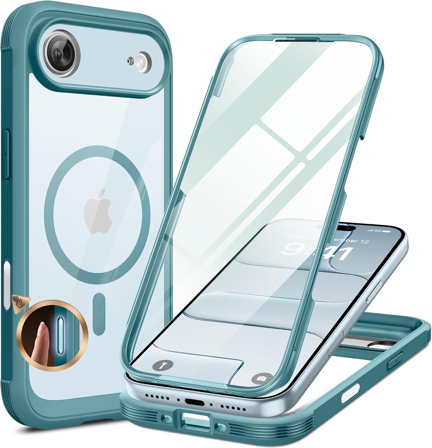 Miracase for Iphone 17 Pro Max Case 6.9" Full-Body Phone Case with Built-In Glass Screen Protector& Full Camera Protector, Camera Control [Magnetic with Magsafe] Drop Proof 17 Promax Cover, Black