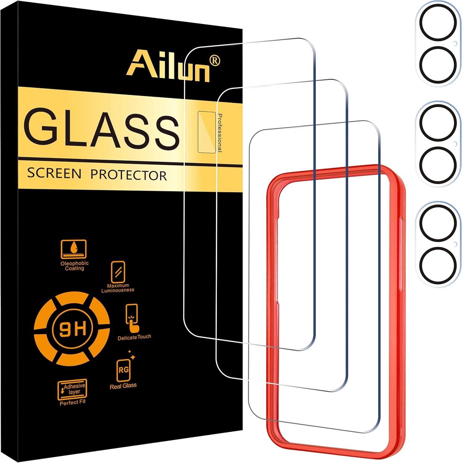 Ailun 3 Pack Screen Protector for Iphone 17 Pro Max [6.9 Inch] + 3 Pack Camera Lens Protector with Installation Frame,Dynamic Island Compatible,Case Friendly[Not for Iphone 17/17 Pro/Iphone Air]