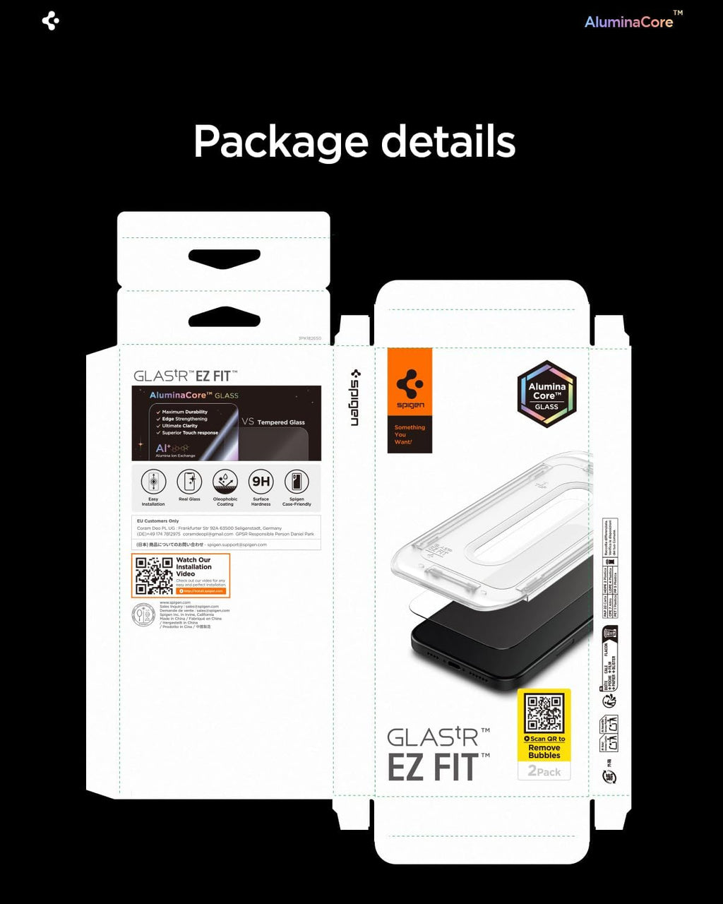 Ultimate Protection for Your iPhone: Spigen Aluminacore Tempered Glass Screen Protector for iPhone 17 Pro, 17, and 16 Pro - 9H+ Hardness, 2 Pack with EZ Fit Installation