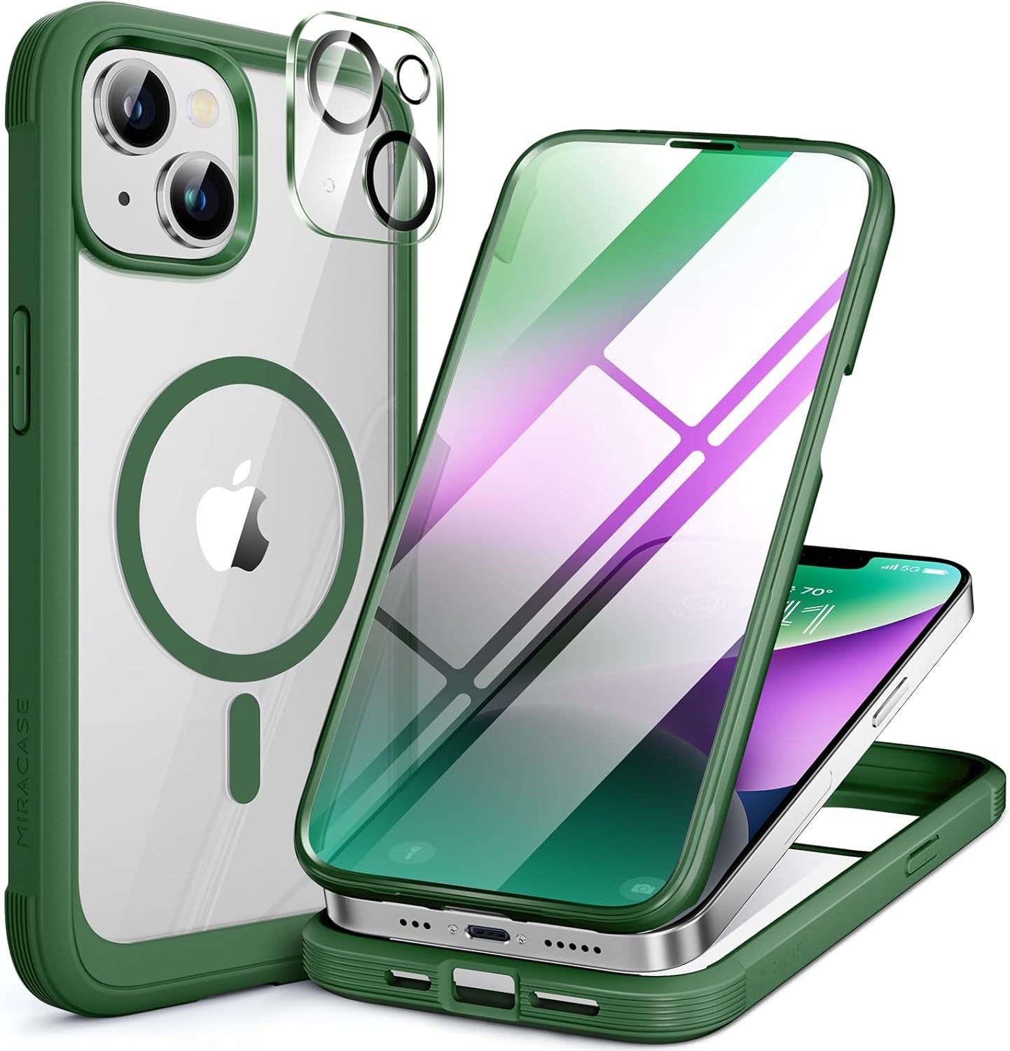 Miracase for Iphone 17 Pro Max Case 6.9" Full-Body Phone Case with Built-In Glass Screen Protector& Full Camera Protector, Camera Control [Magnetic with Magsafe] Drop Proof 17 Promax Cover, Black