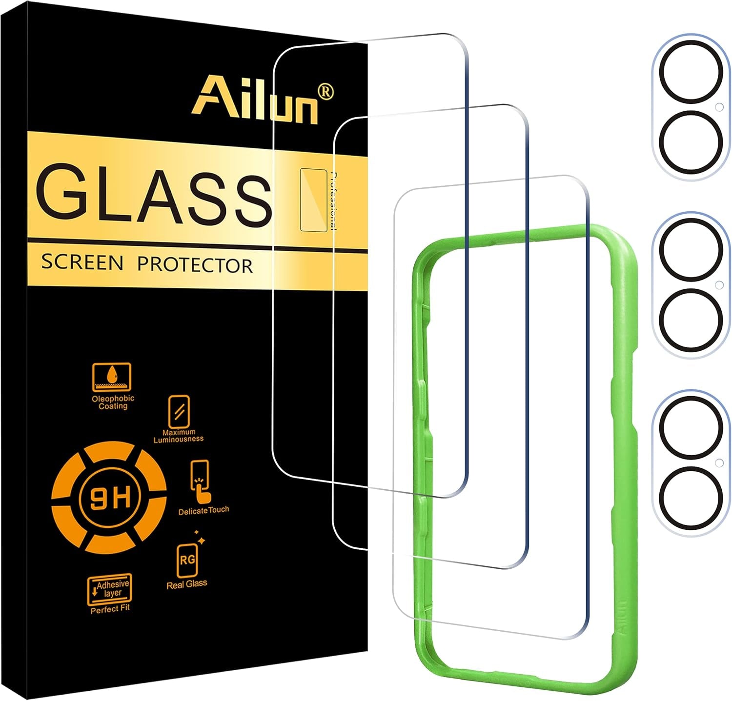 Ailun 3 Pack Screen Protector for Iphone 17 Pro Max [6.9 Inch] + 3 Pack Camera Lens Protector with Installation Frame,Dynamic Island Compatible,Case Friendly[Not for Iphone 17/17 Pro/Iphone Air]