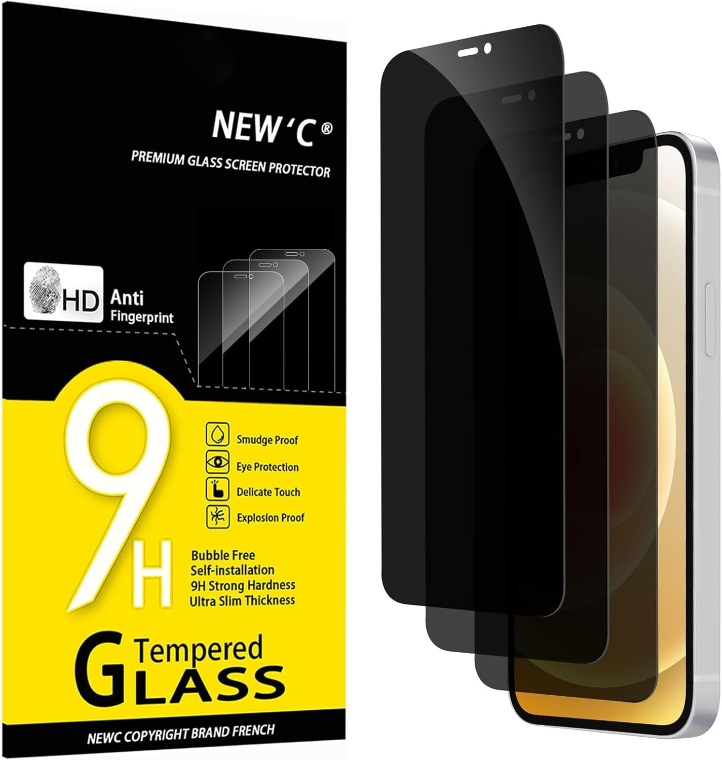 NEW'C 3 Pack Designed for Iphone 17, 17 Pro, Iphone 16 Pro Screen Protector (6.3 Inches), Enhanced Tempered Glass Protection with Easy Installation Tool Included,Case Friendly Ultra Resistant