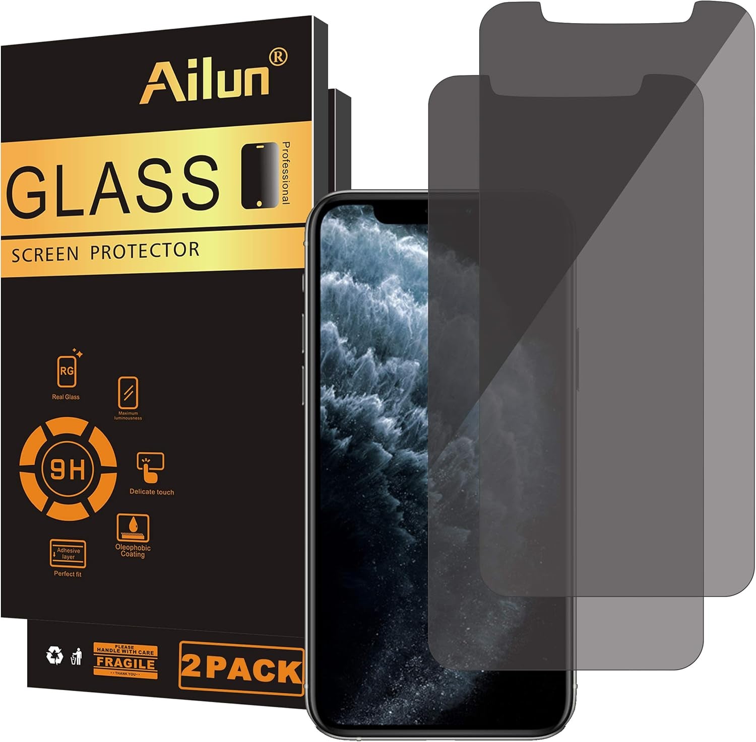 Ailun 3-Pack Privacy Screen Protector for iPhone 16/15/15 Pro - Ultimate Anti-Scratch Tempered Glass for Enhanced Privacy
