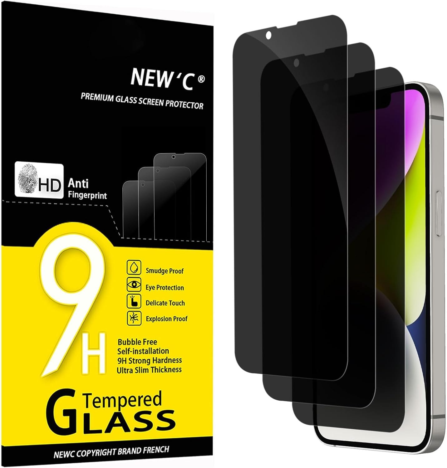 NEW'C 3 Pack Designed for Iphone 17, 17 Pro, Iphone 16 Pro Screen Protector (6.3 Inches), Enhanced Tempered Glass Protection with Easy Installation Tool Included,Case Friendly Ultra Resistant